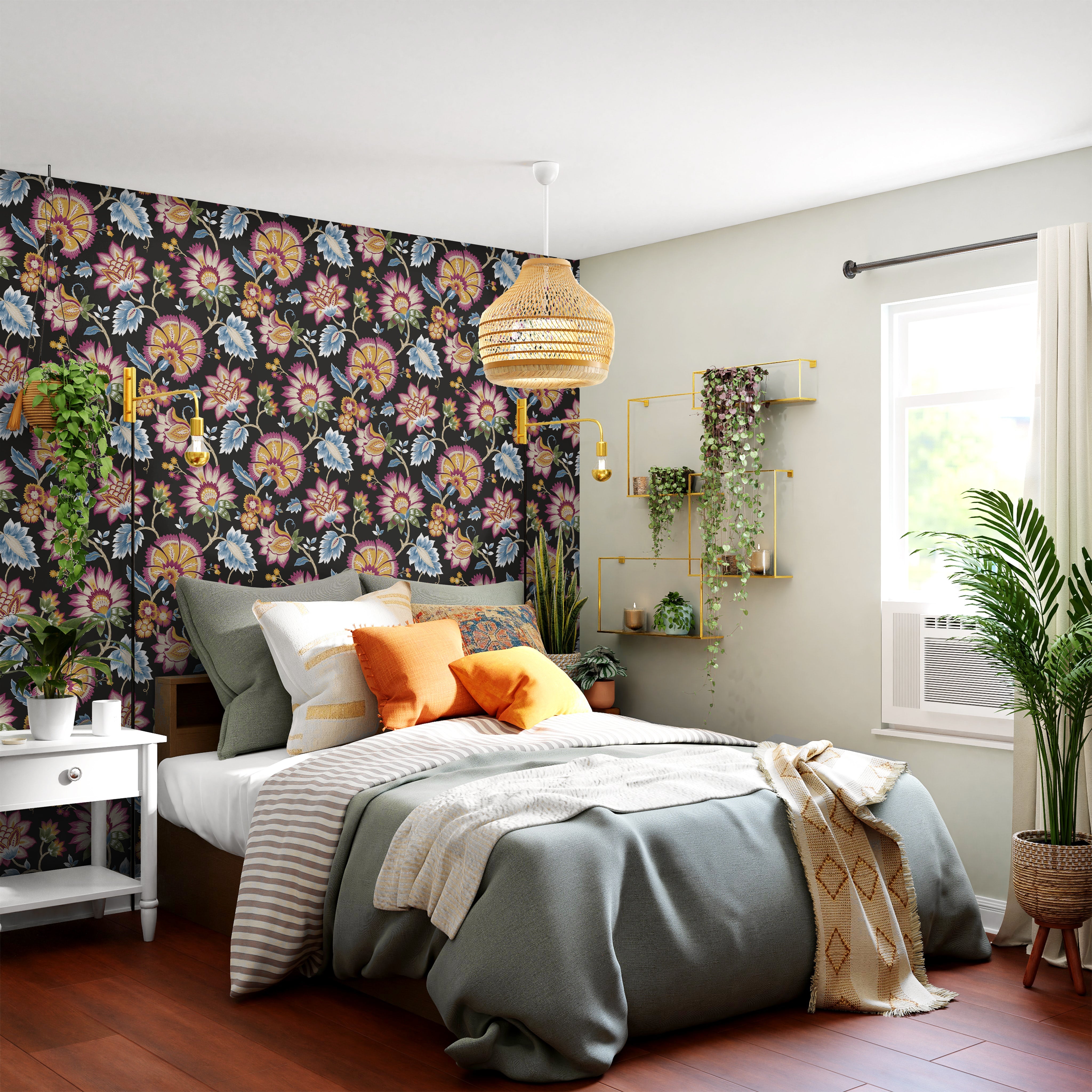 Jacobean Floral Peel and Stick Removable Wallpaper