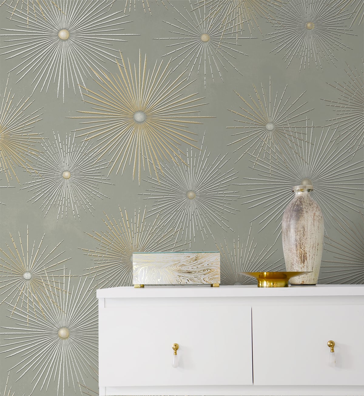 Silverdale Starburst Peel and Stick Removable Wallpaper