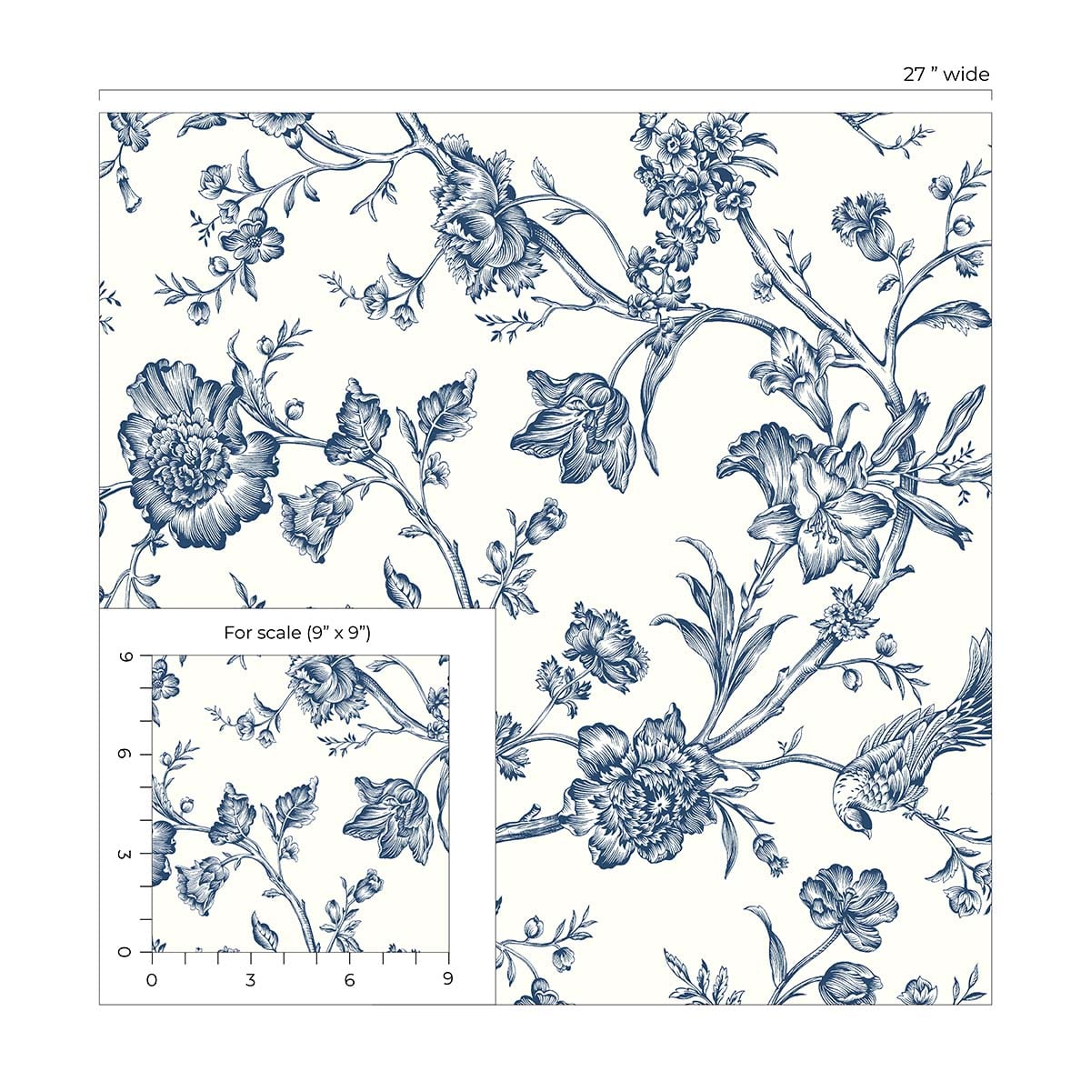 Jasmine Chinoiserie Peel and Stick Removable Wallpaper