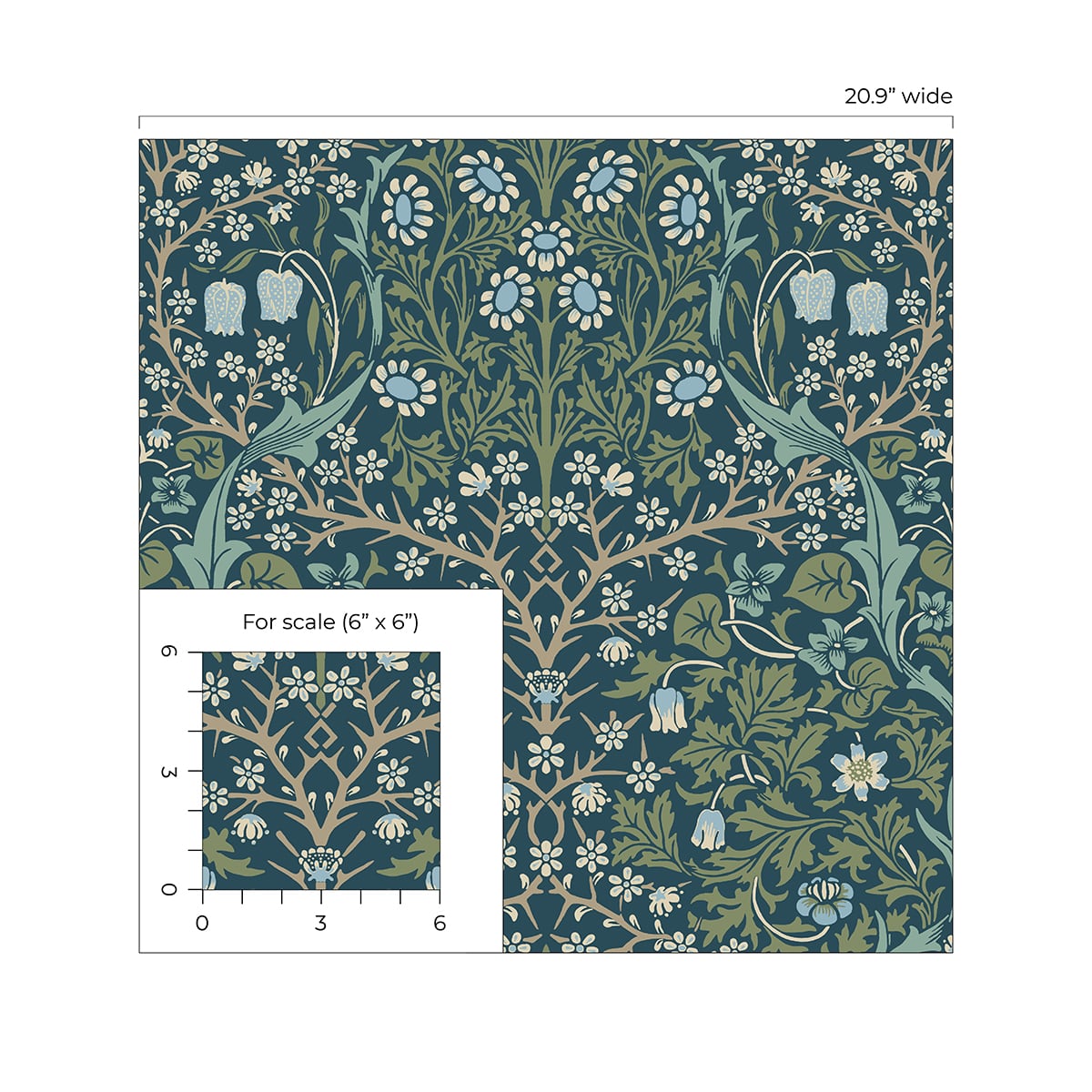 Victorian Garden Floral Premium Peel and Stick Removable Wallpaper
