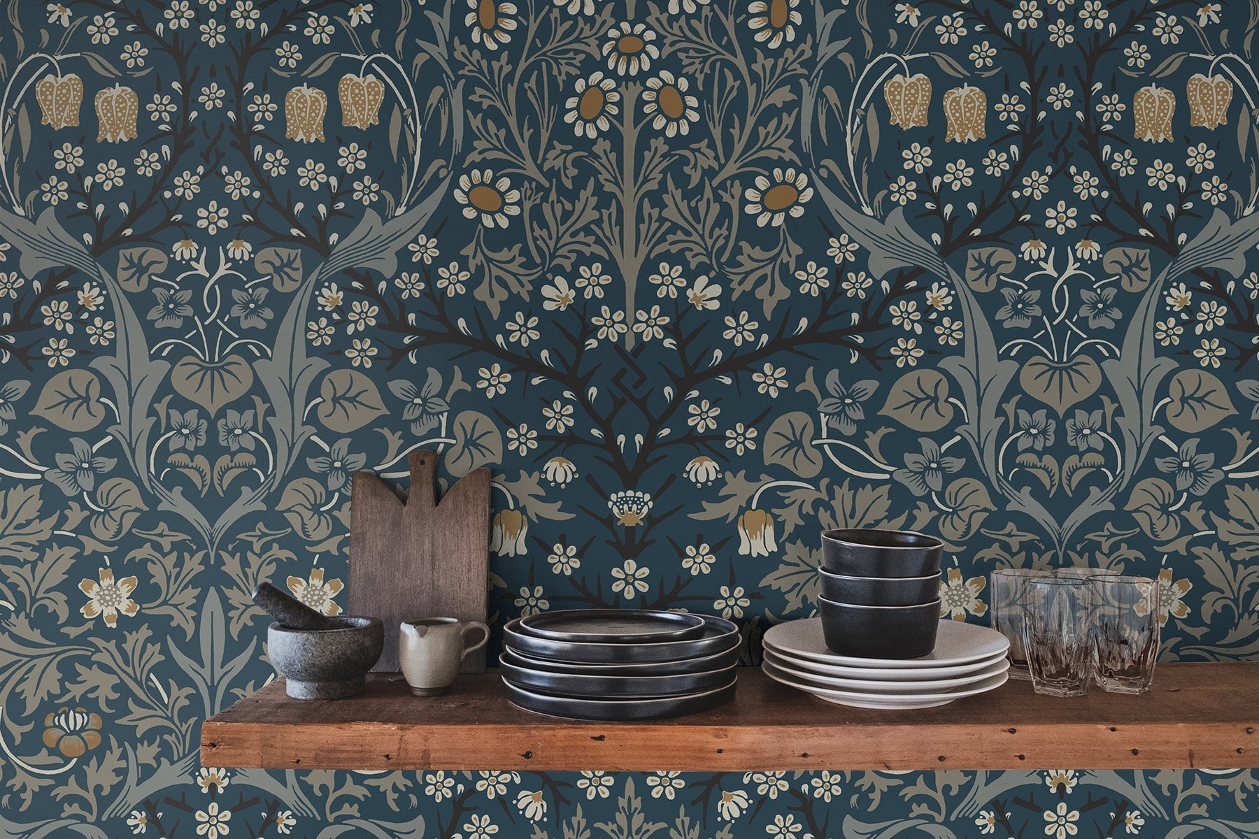 Victorian Garden Floral Premium Peel and Stick Removable Wallpaper