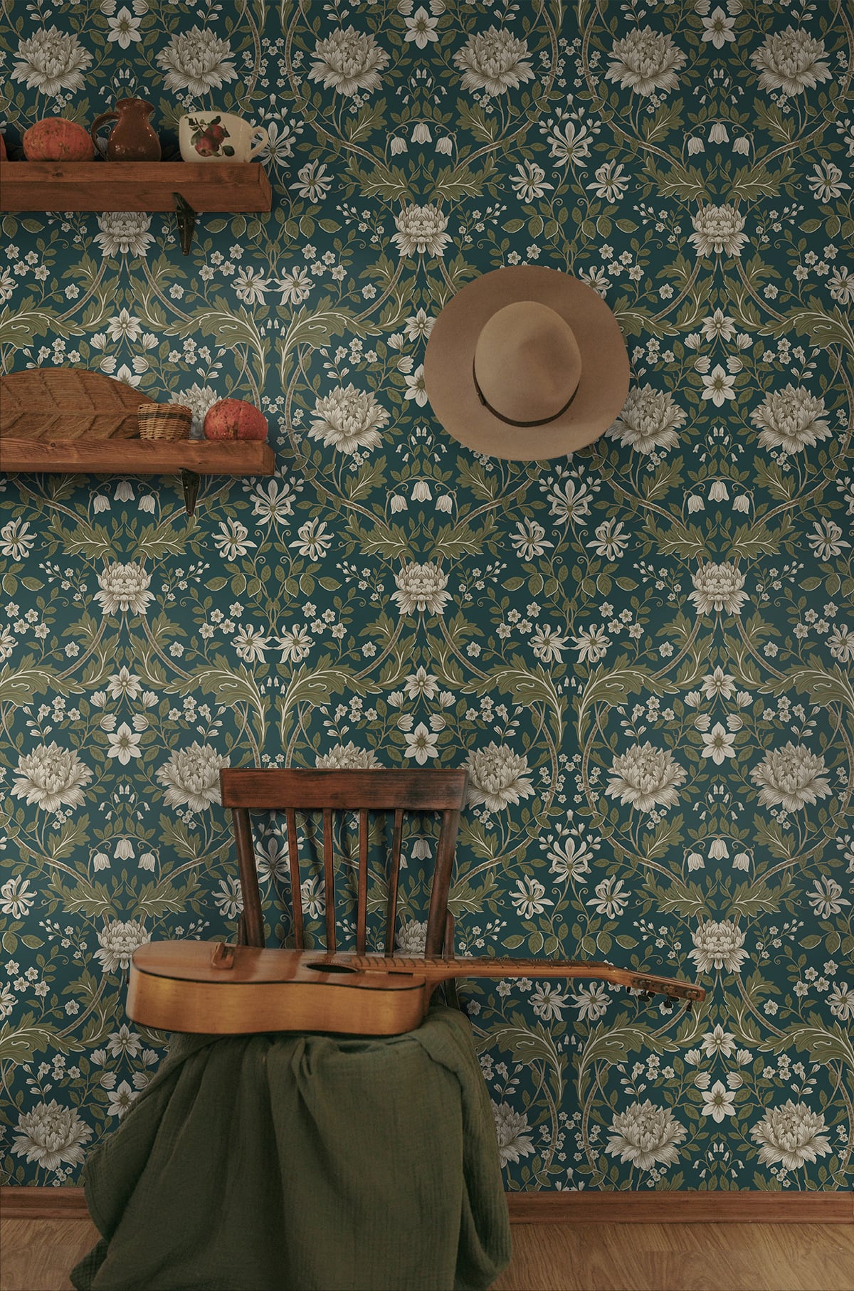 Honeysuckle Trail Floral Premium Peel and Stick Removable Wallpaper