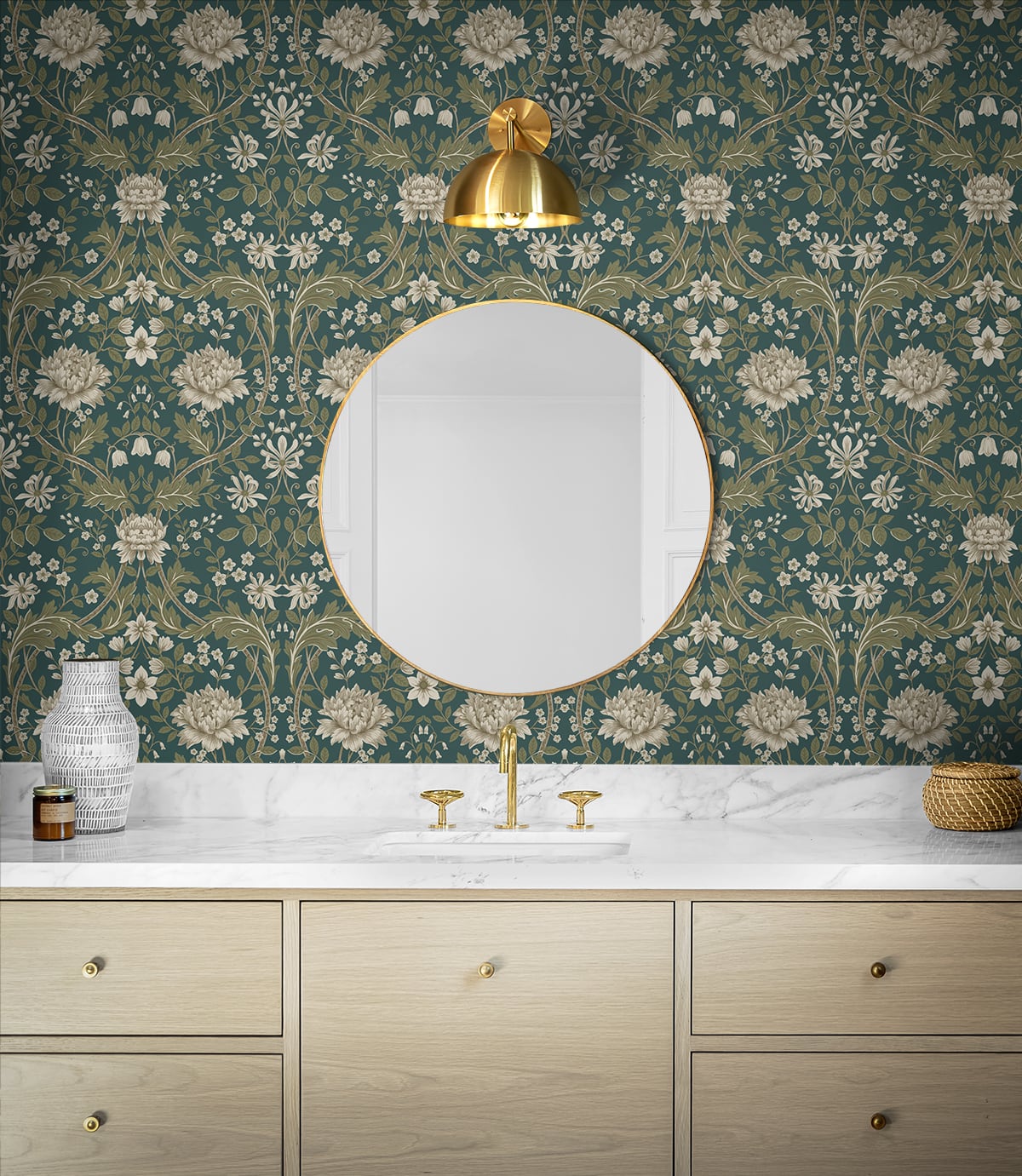Honeysuckle Trail Floral Premium Peel and Stick Removable Wallpaper