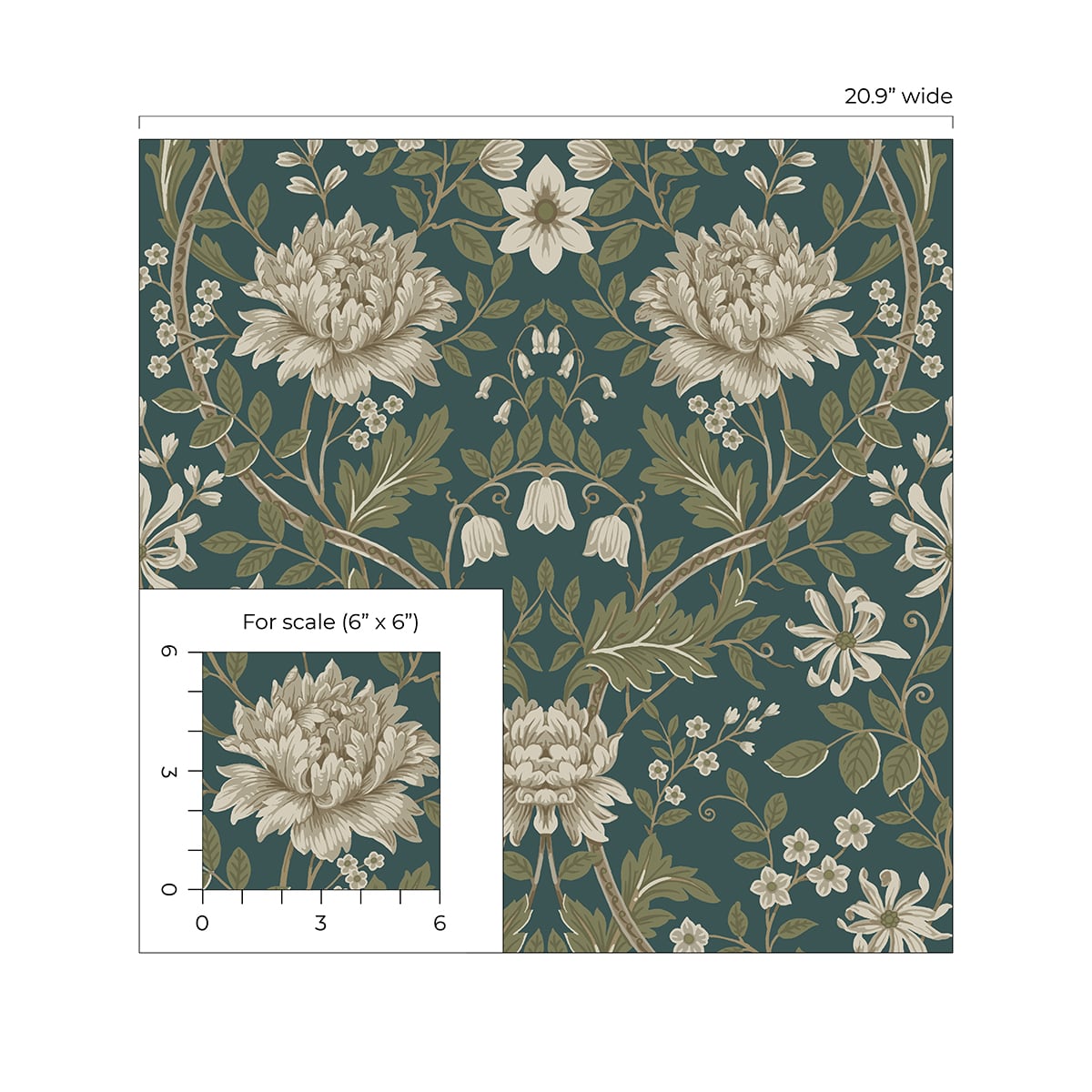 Honeysuckle Trail Floral Premium Peel and Stick Removable Wallpaper