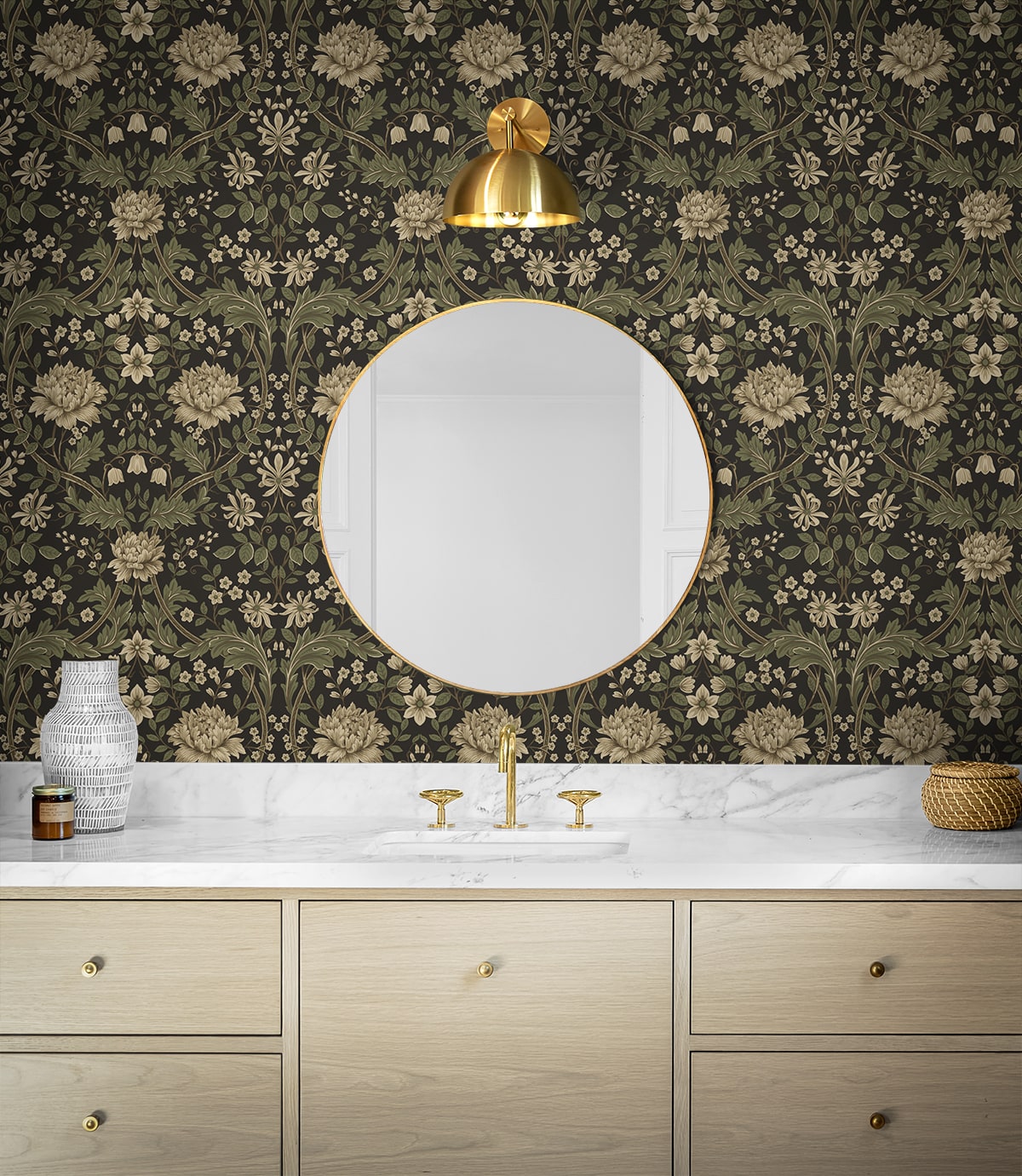 Honeysuckle Trail Floral Premium Peel and Stick Removable Wallpaper