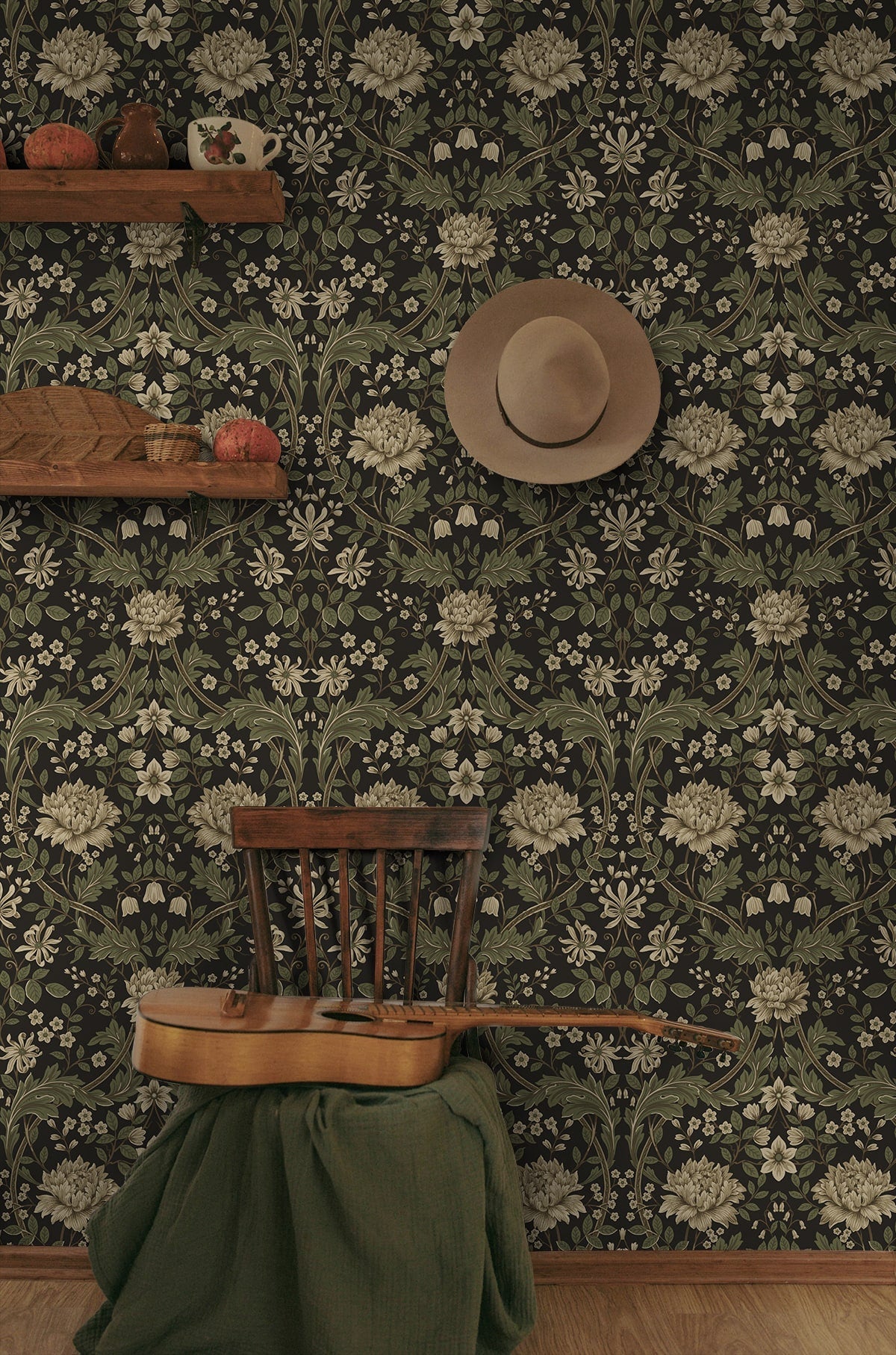 Honeysuckle Trail Floral Premium Peel and Stick Removable Wallpaper