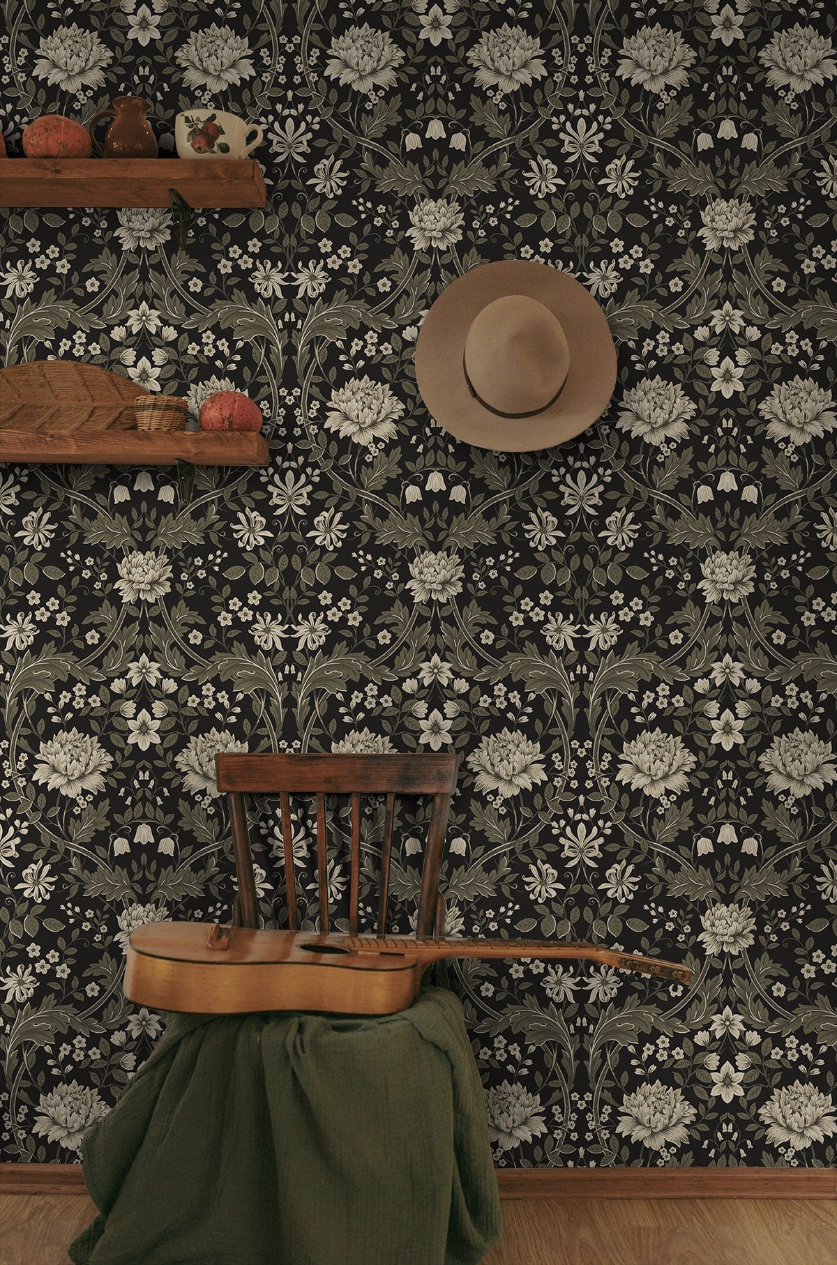 Honeysuckle Trail Floral Premium Peel and Stick Removable Wallpaper