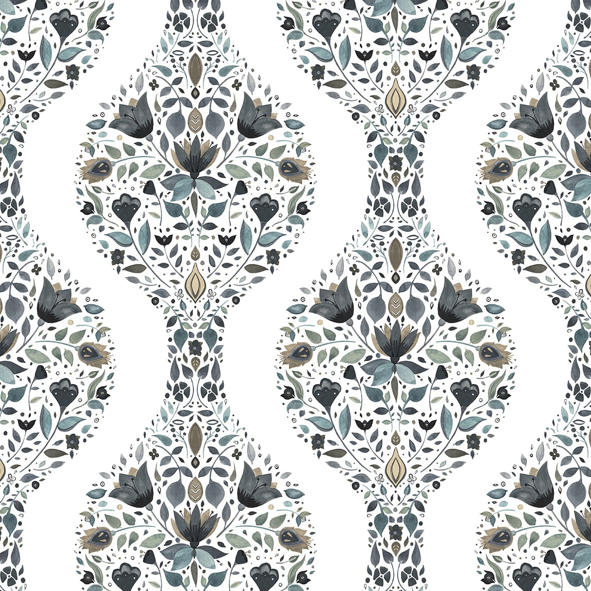 Floral Ogee Peel and Stick Removable Wallpaper