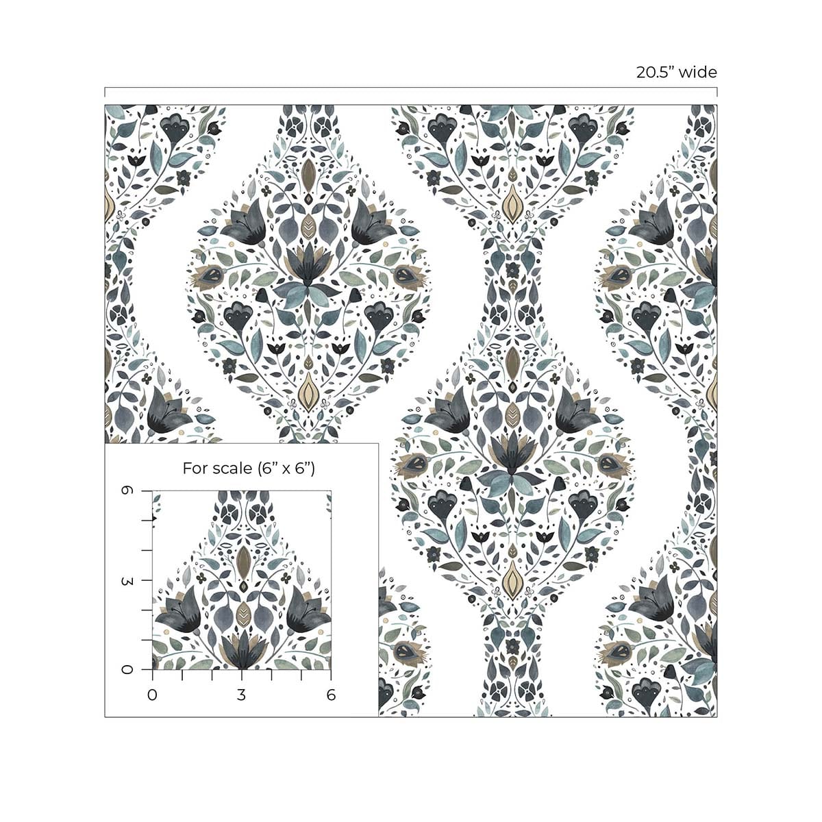 Floral Ogee Peel and Stick Removable Wallpaper