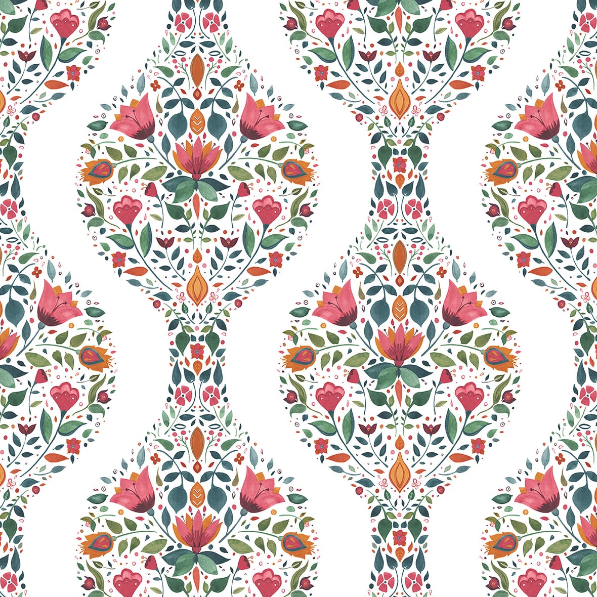 Floral Ogee Peel and Stick Removable Wallpaper