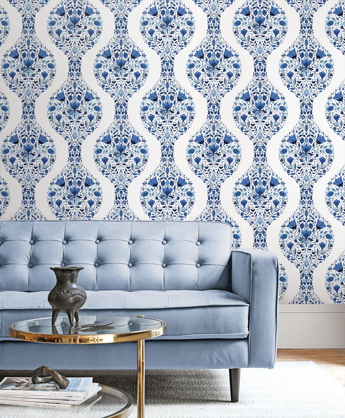 Floral Ogee Peel and Stick Removable Wallpaper