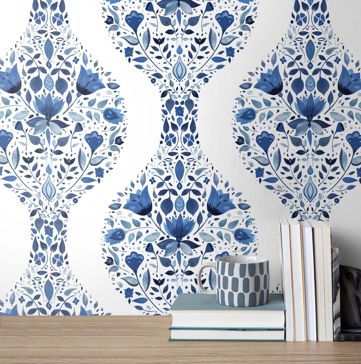 Floral Ogee Peel and Stick Removable Wallpaper