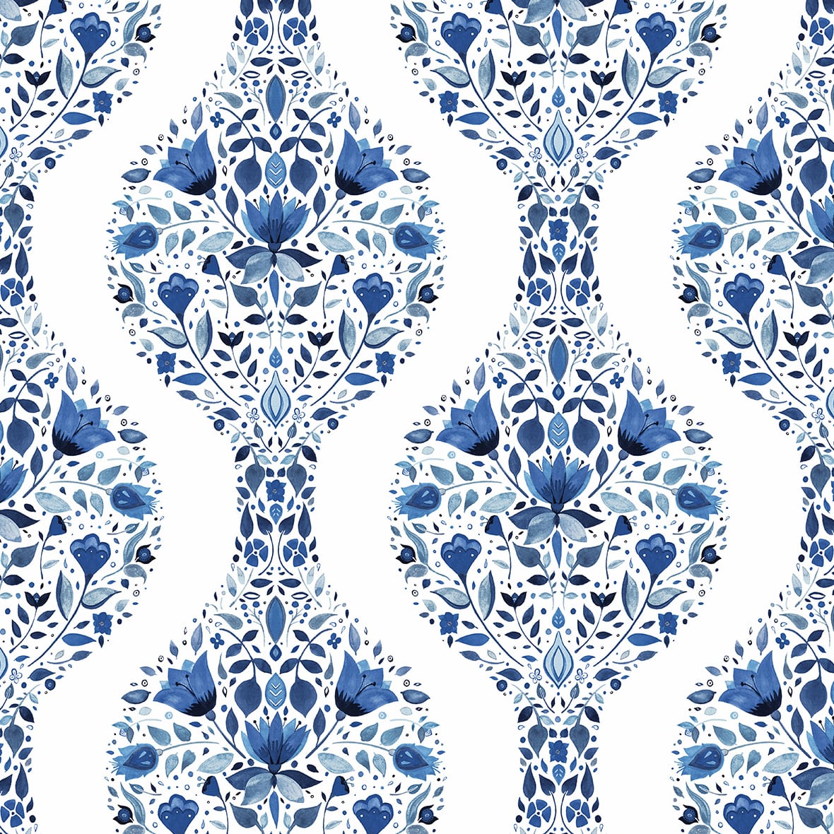 Floral Ogee Peel and Stick Removable Wallpaper