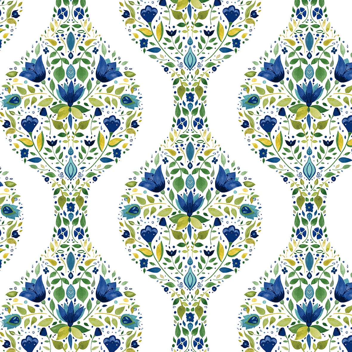 Floral Ogee Peel and Stick Removable Wallpaper