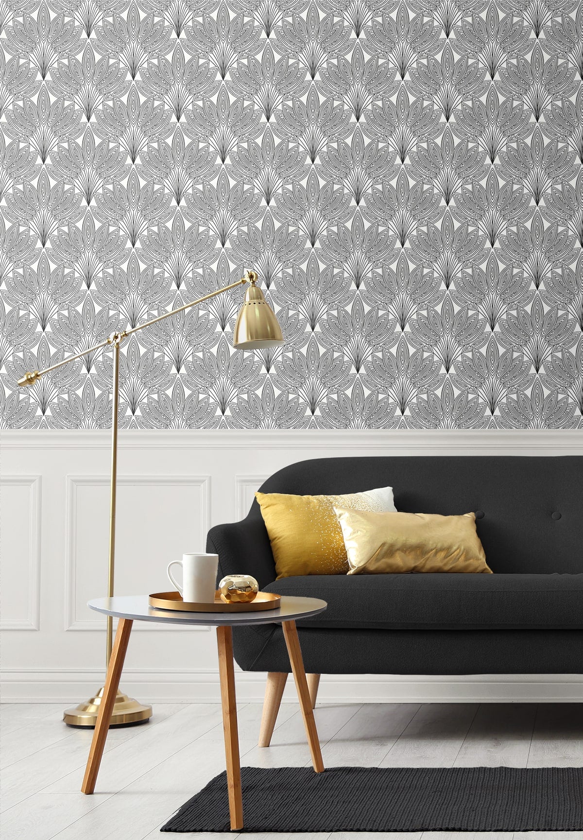 Peacock Leaves Premium Screen Printed Peel and Stick Removable Wallpaper