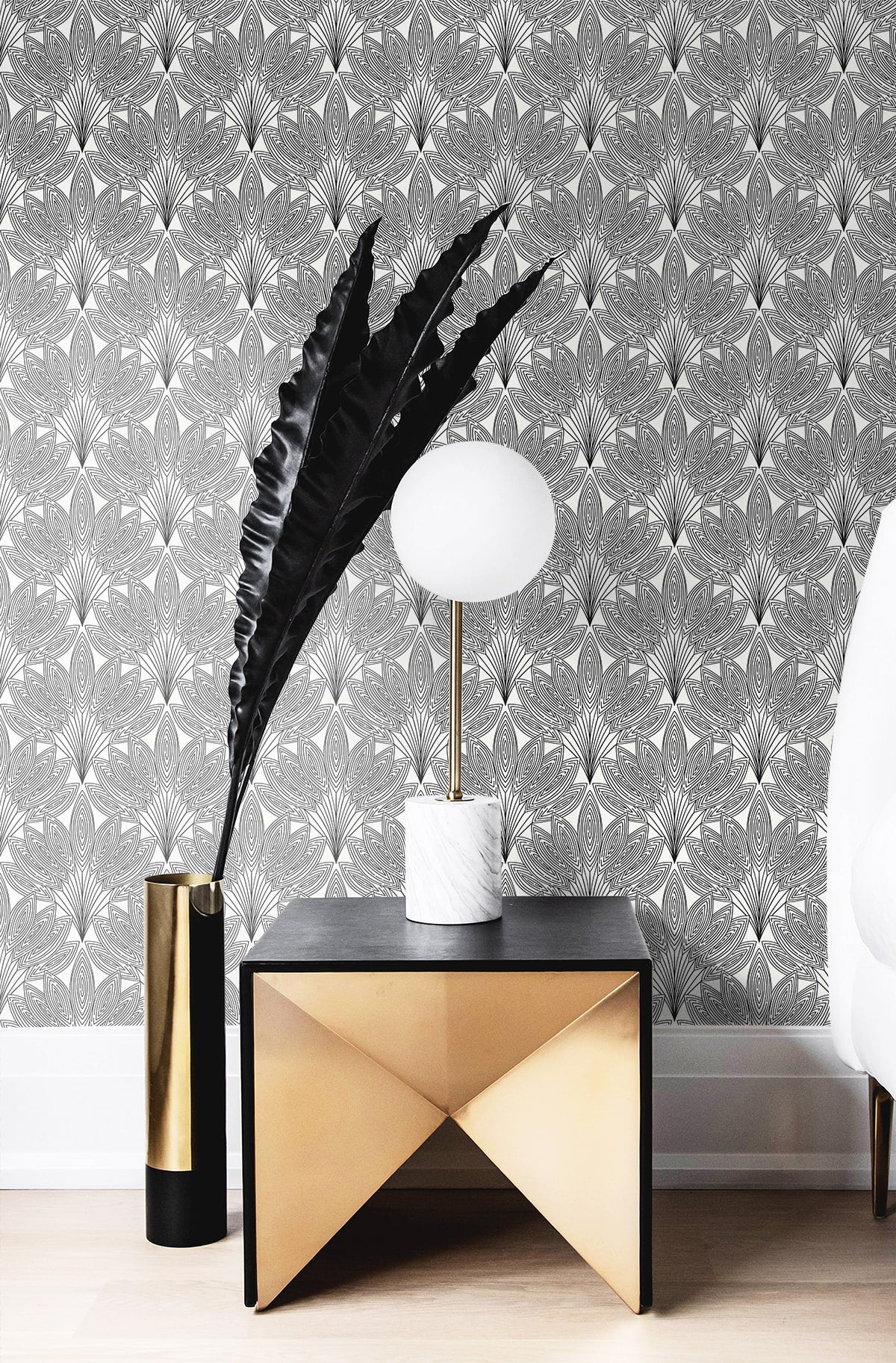 Peacock Leaves Premium Screen Printed Peel and Stick Removable Wallpaper