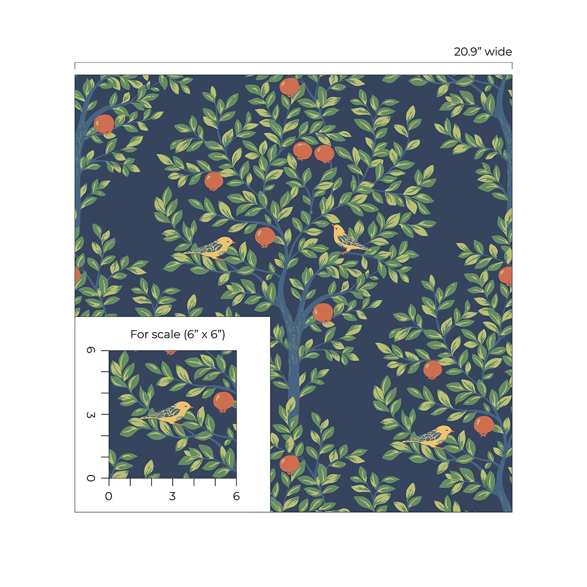 Fruit Tree Vintage Premium Peel and Stick Removable Wallpaper