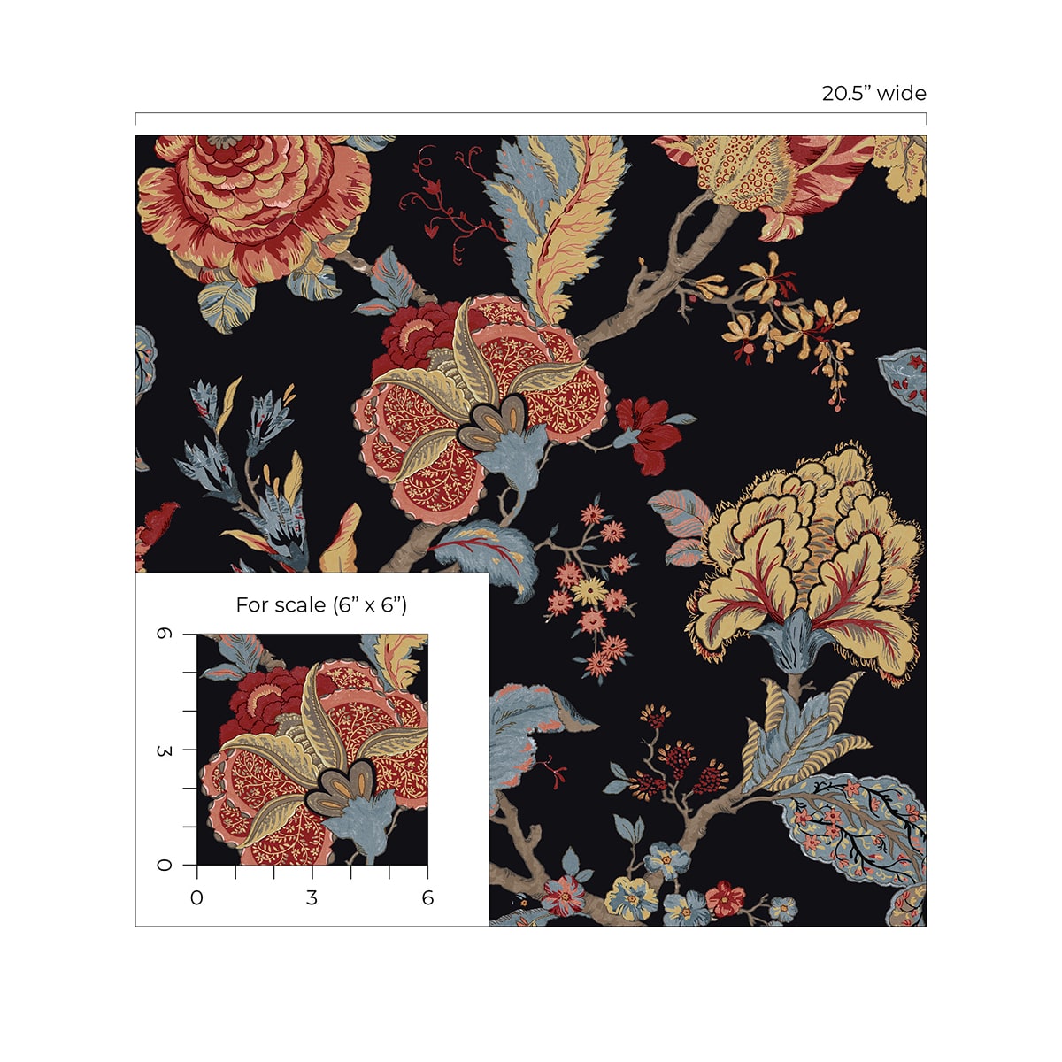 Kianna Jacobean Peel and Stick Removable Wallpaper