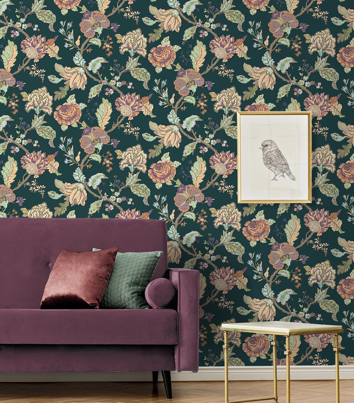 Kianna Jacobean Peel and Stick Removable Wallpaper