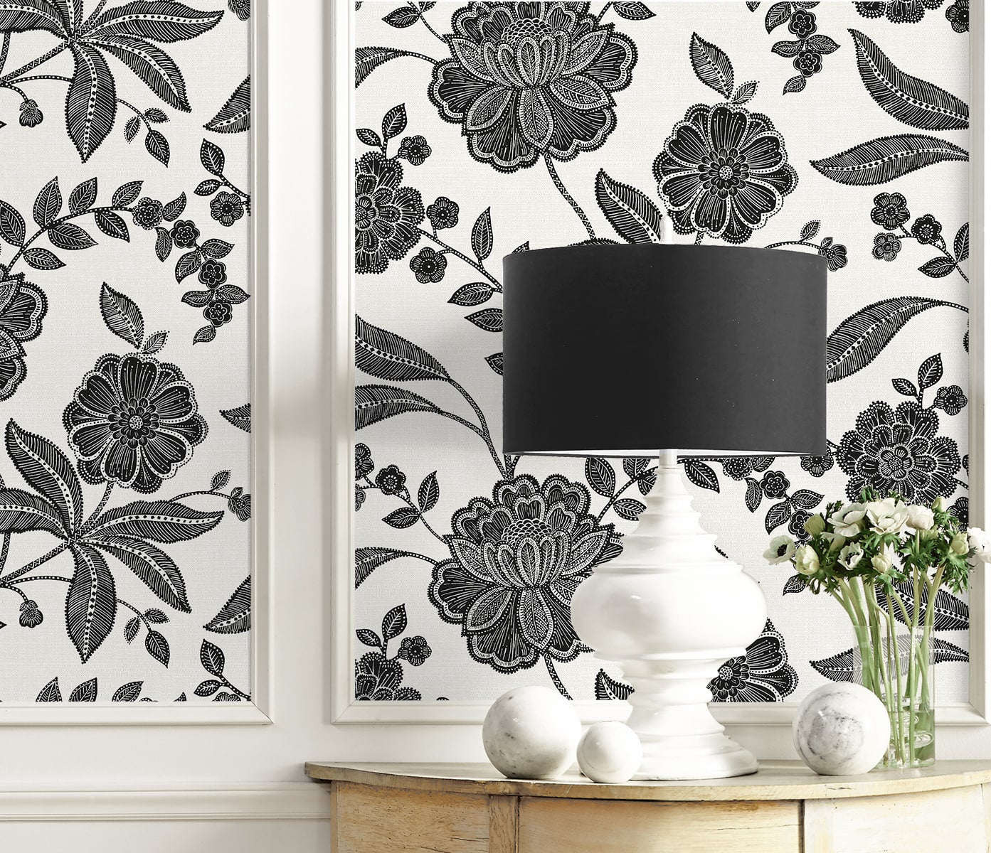 Julian Jacobean Floral Premium Screen Printed Peel and Stick Removable Wallpaper