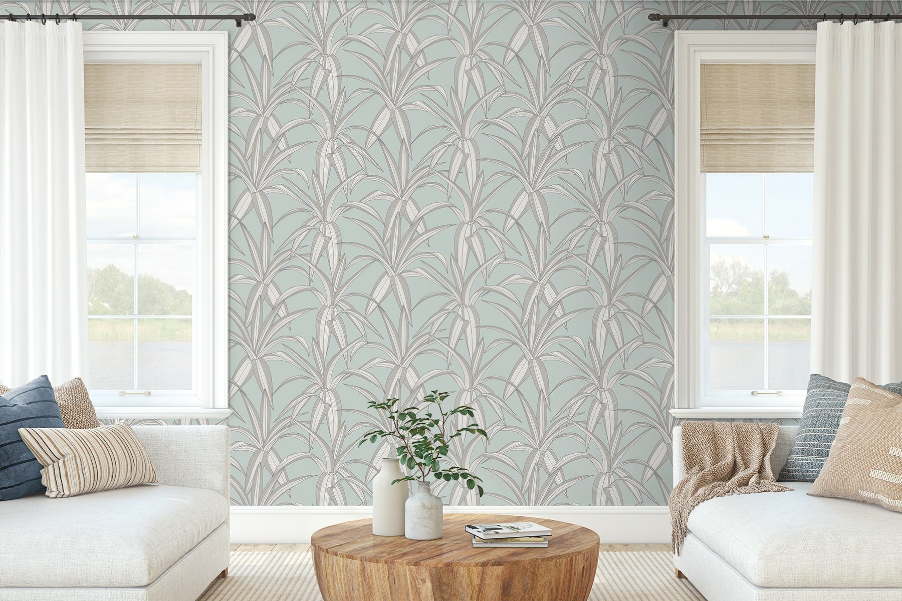 Tossed Cradle Plant Premium Peel and Stick Removable Wallpaper
