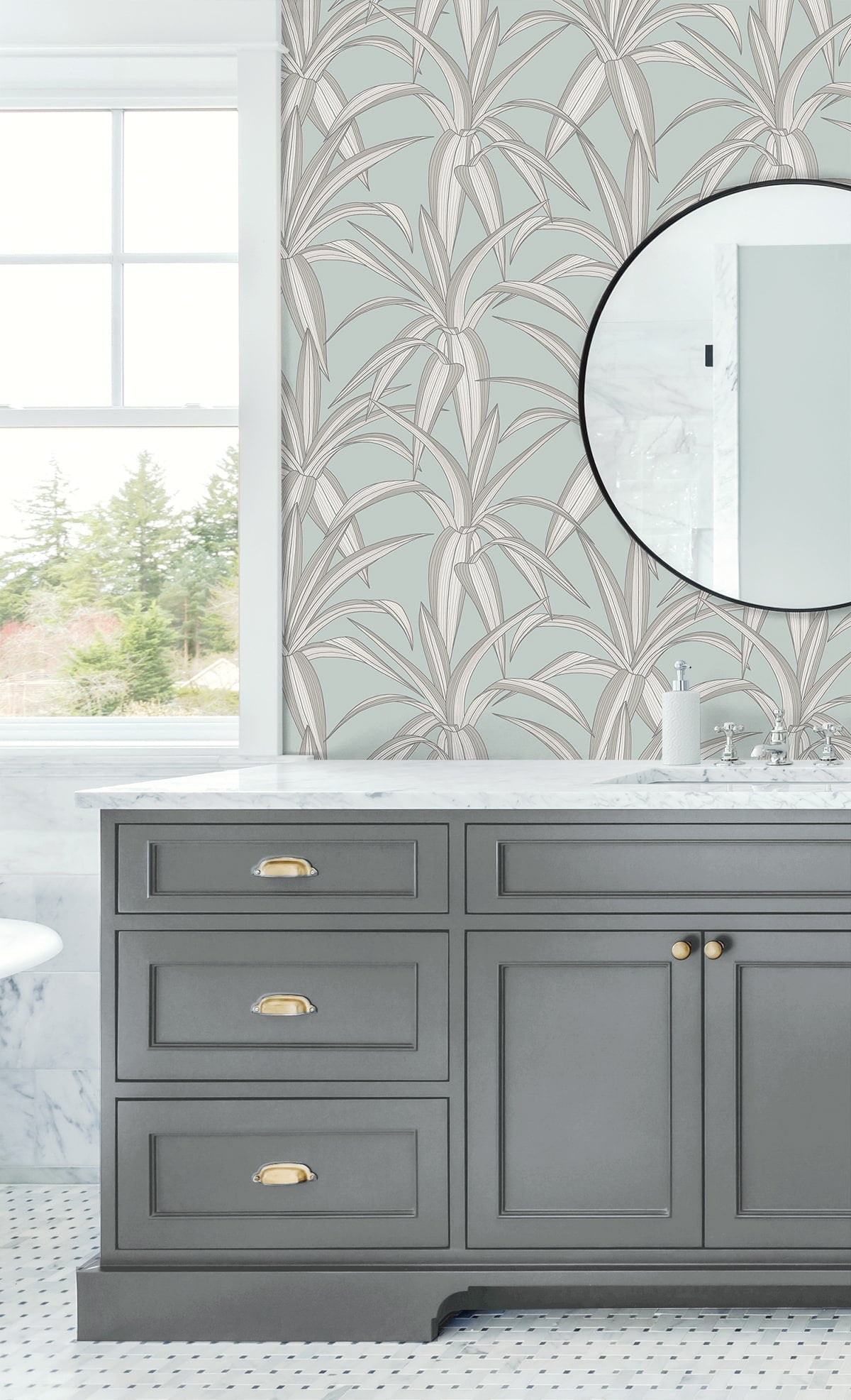 Tossed Cradle Plant Premium Peel and Stick Removable Wallpaper