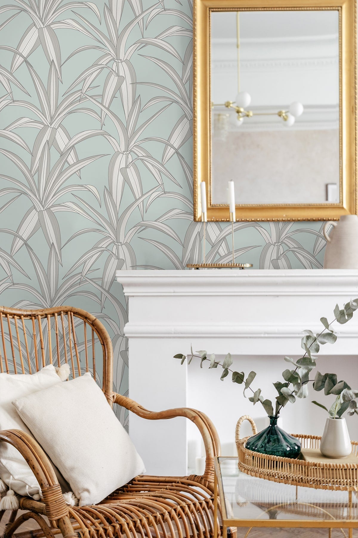 Tossed Cradle Plant Premium Peel and Stick Removable Wallpaper