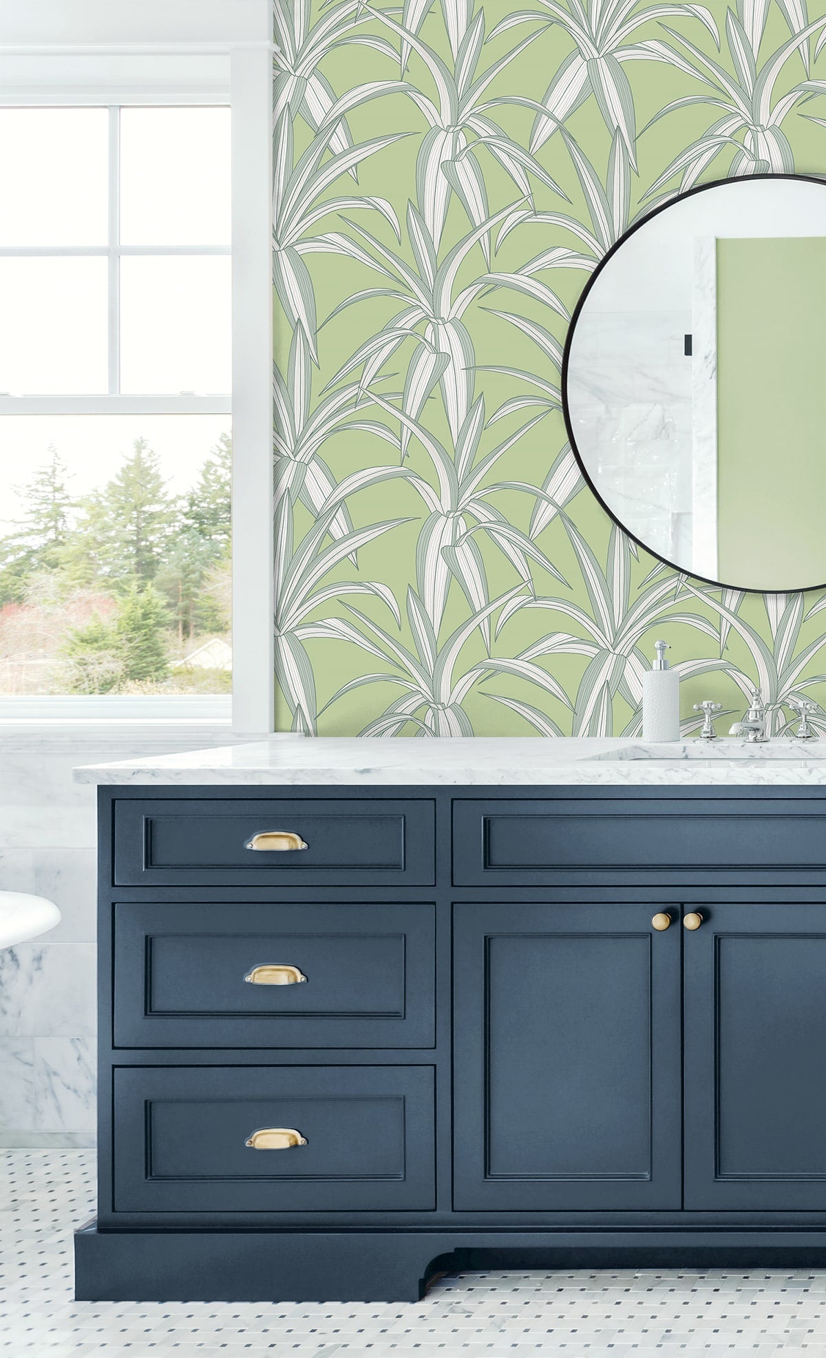 Tossed Cradle Plant Premium Peel and Stick Removable Wallpaper