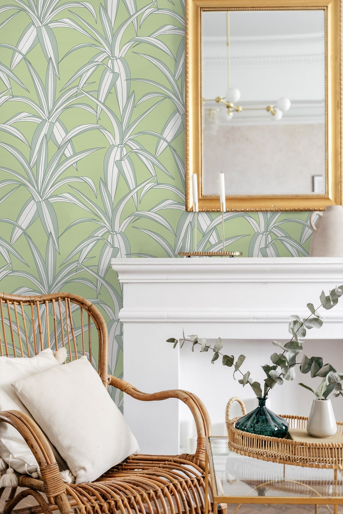 Tossed Cradle Plant Premium Peel and Stick Removable Wallpaper