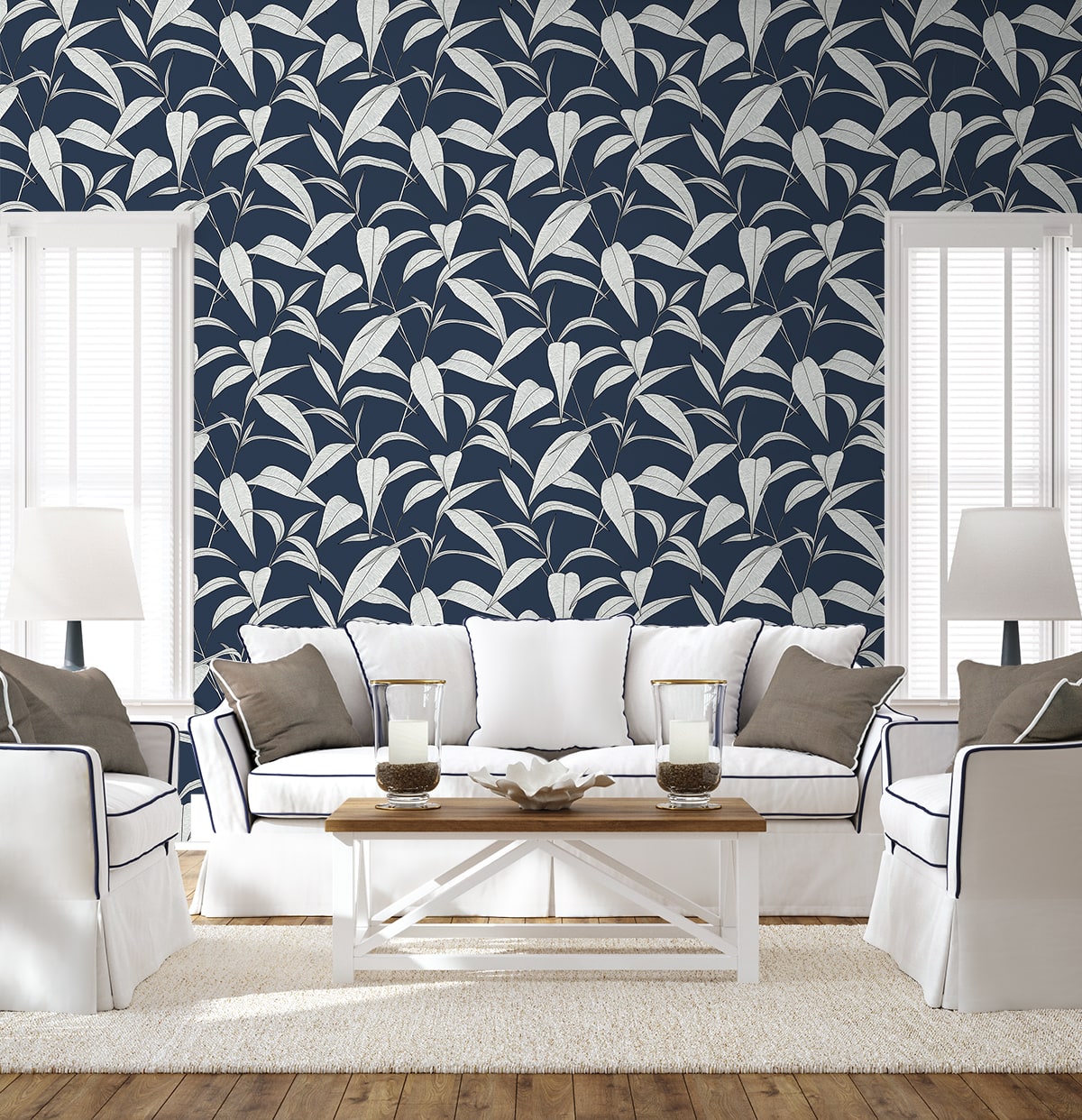 Pinstripe Leaf Trail Premium Peel and Stick Removable Wallpaper
