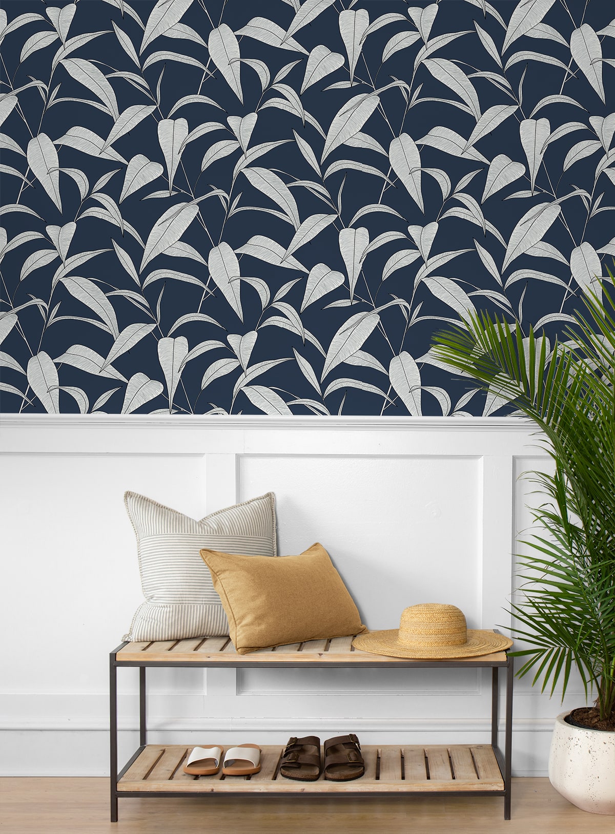 Pinstripe Leaf Trail Premium Peel and Stick Removable Wallpaper