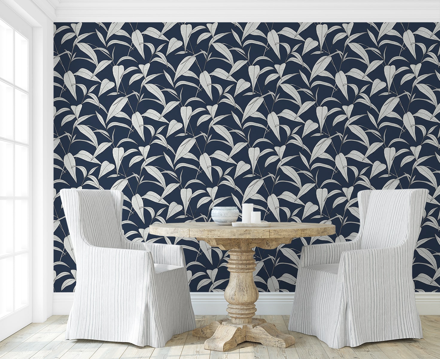 Pinstripe Leaf Trail Premium Peel and Stick Removable Wallpaper