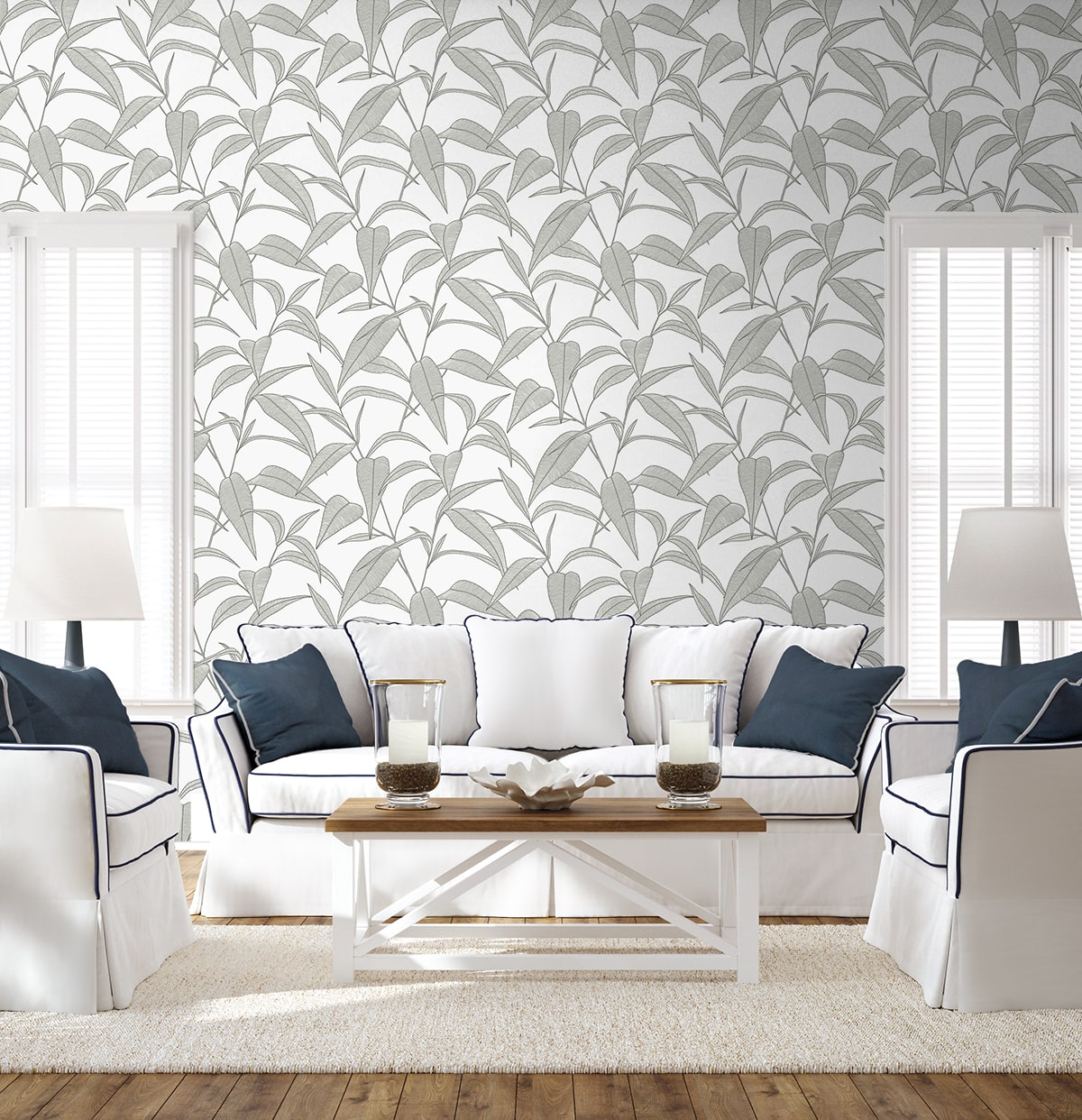Pinstripe Leaf Trail Premium Peel and Stick Removable Wallpaper