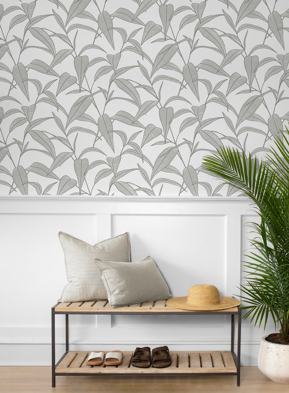 Pinstripe Leaf Trail Premium Peel and Stick Removable Wallpaper