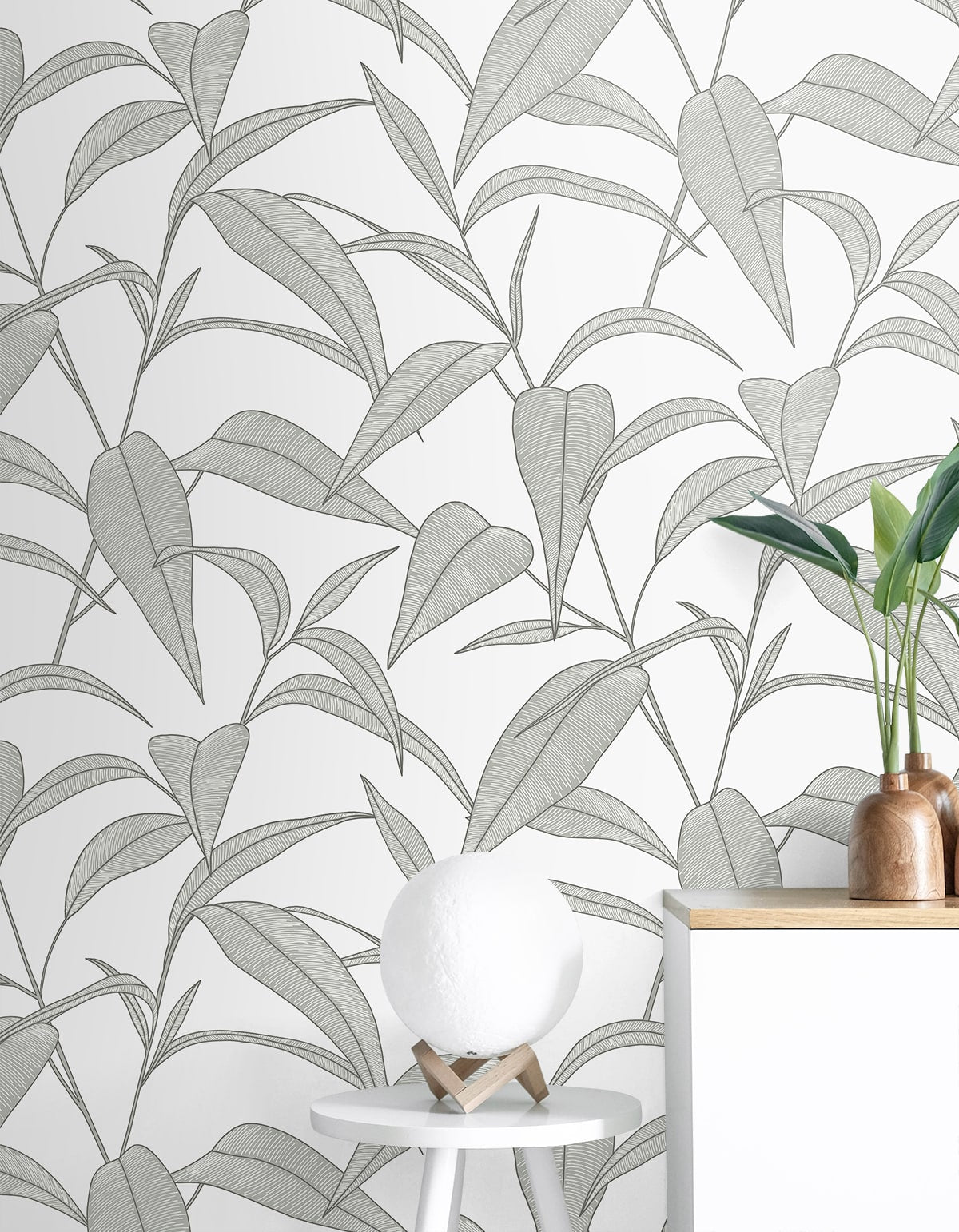 Pinstripe Leaf Trail Premium Peel and Stick Removable Wallpaper