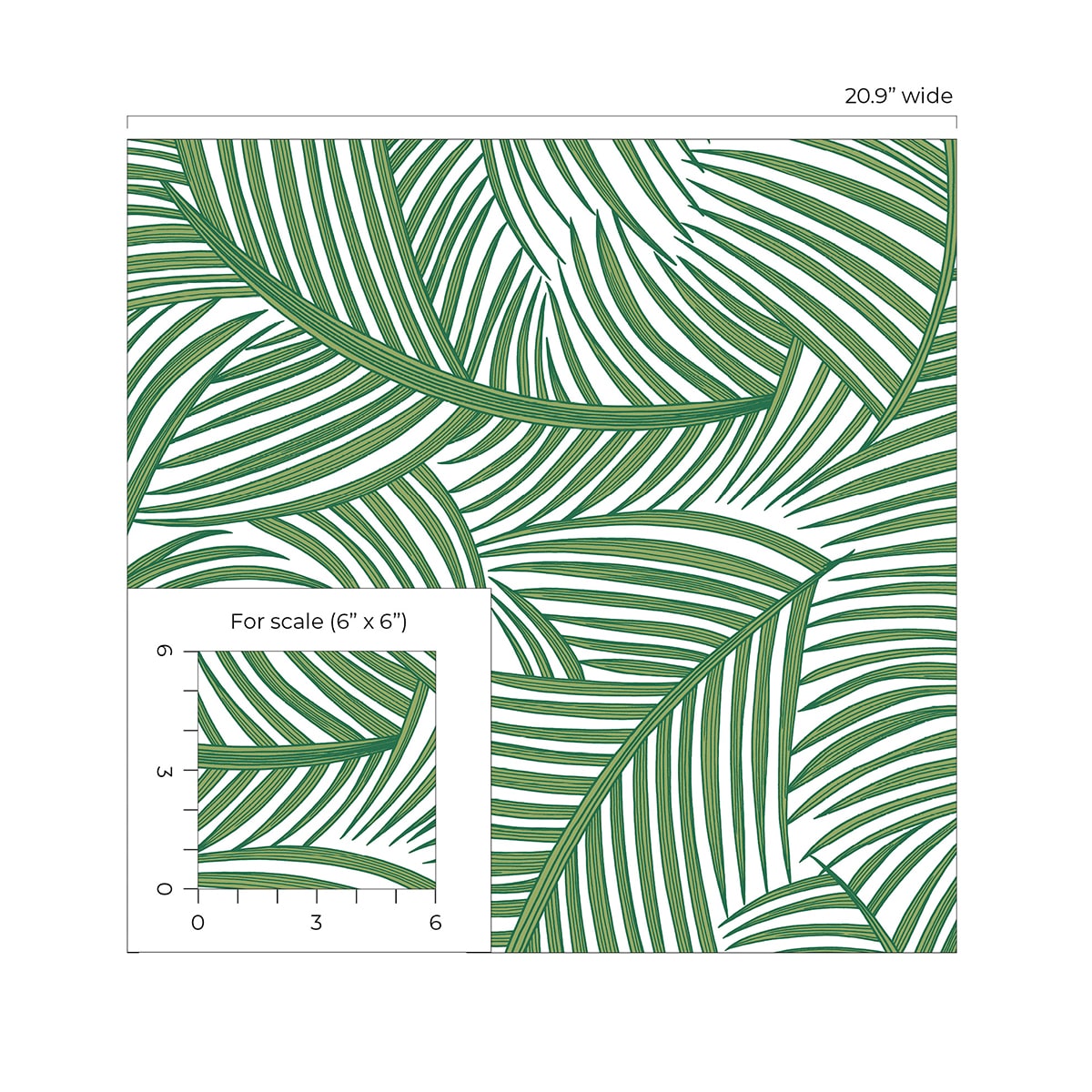 Tossed Palm Fronds Premium Peel and Stick Removable Wallpaper