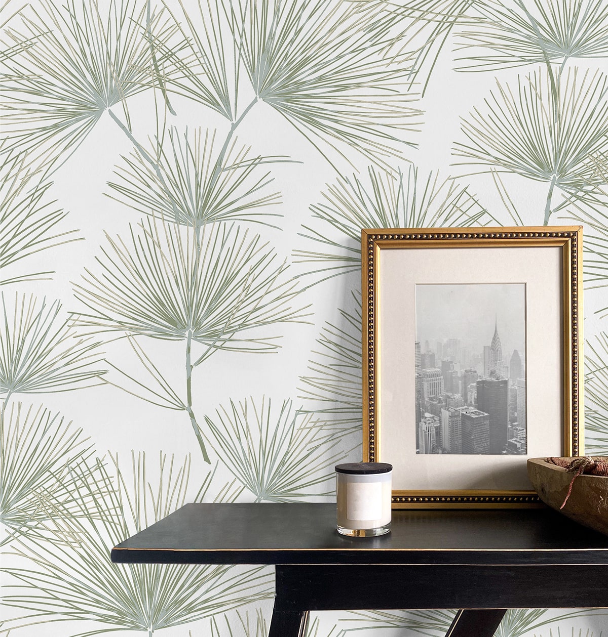 Pine Needles Botanical Premium Peel and Stick Removable Wallpaper