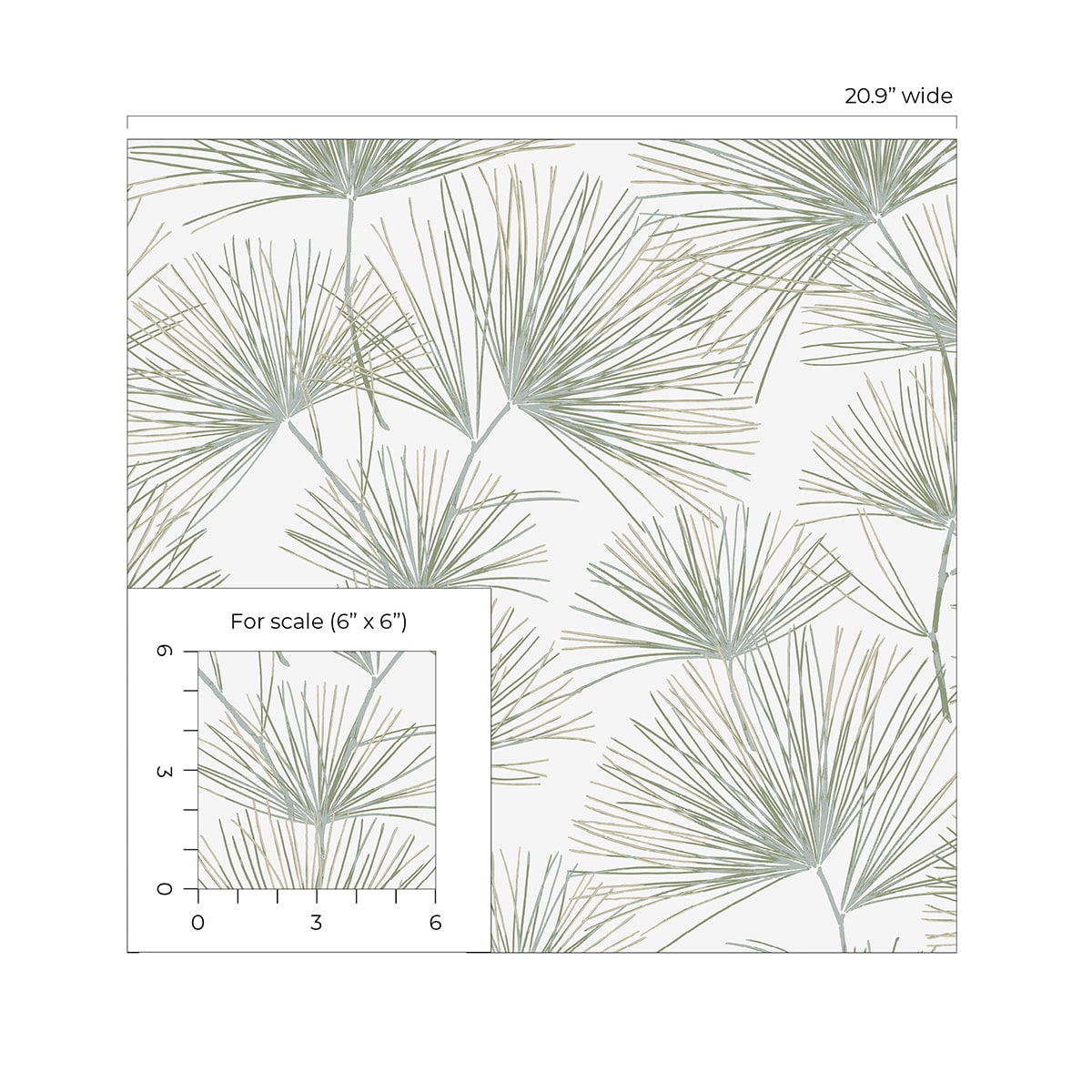Pine Needles Botanical Premium Peel and Stick Removable Wallpaper