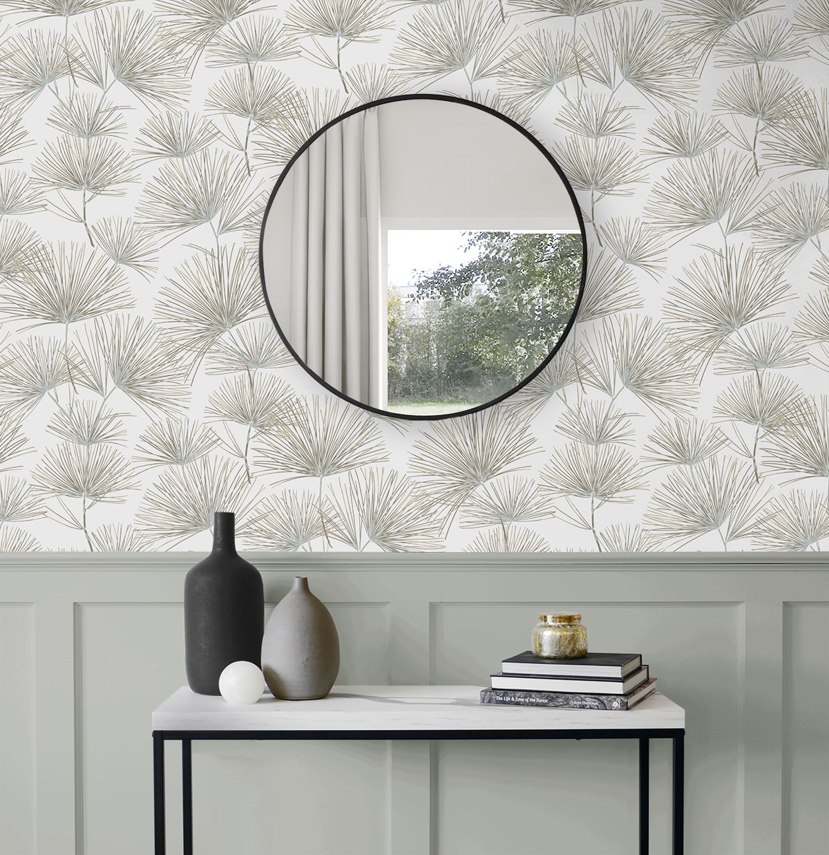 Pine Needles Botanical Premium Peel and Stick Removable Wallpaper