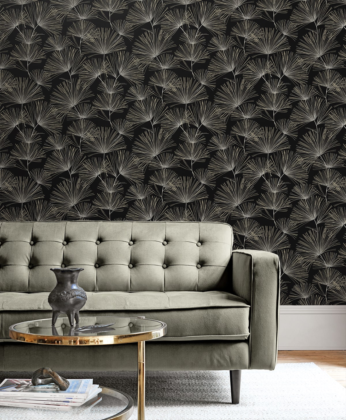 Pine Needles Botanical Premium Peel and Stick Removable Wallpaper