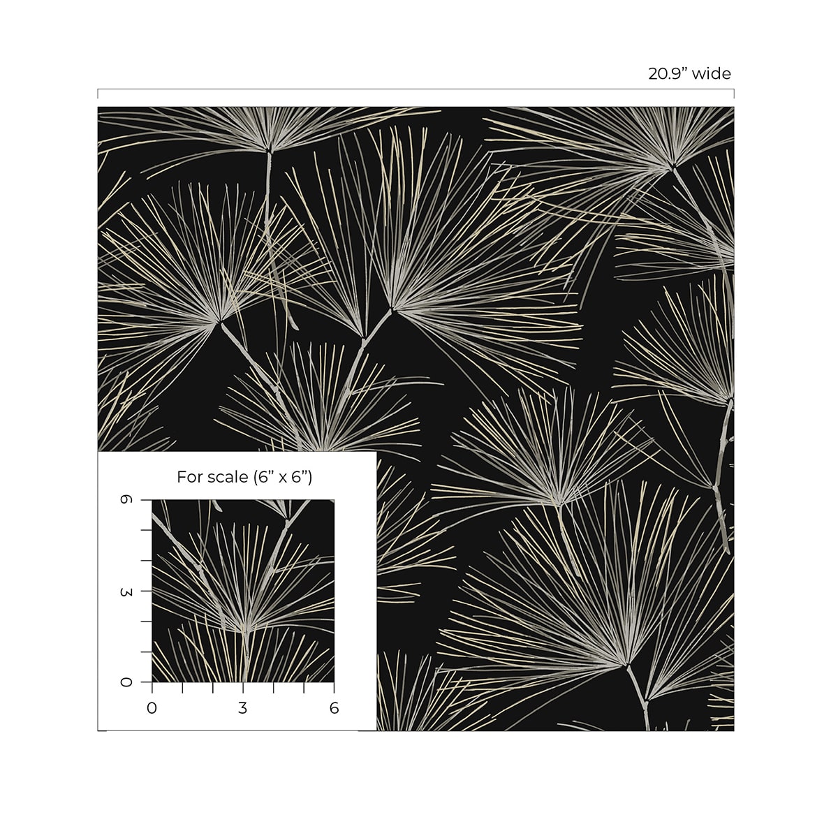 Pine Needles Botanical Premium Peel and Stick Removable Wallpaper
