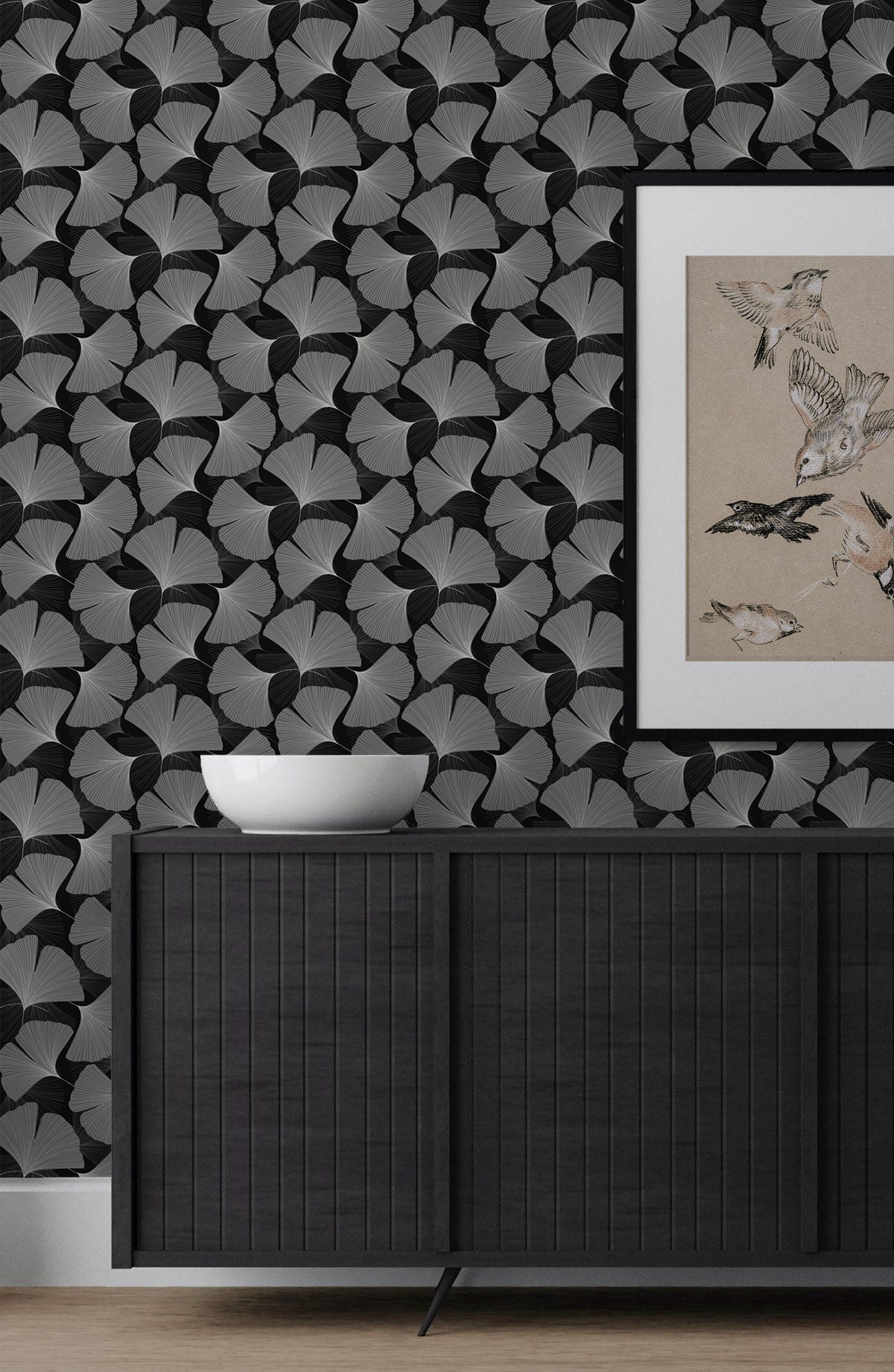 Tossed Ginkgo Leaf Premium Peel and Stick Removable Wallpaper