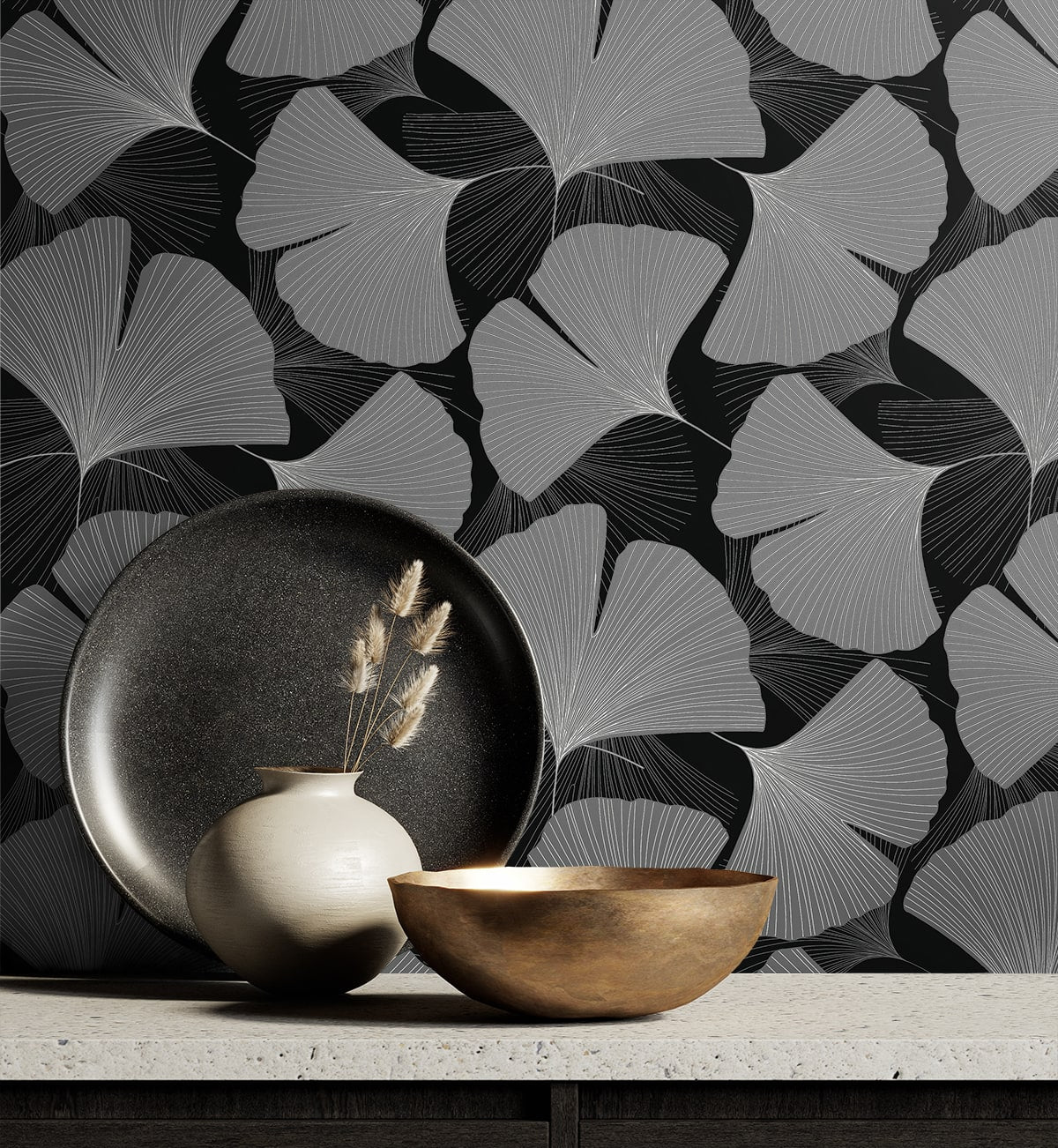 Tossed Ginkgo Leaf Premium Peel and Stick Removable Wallpaper