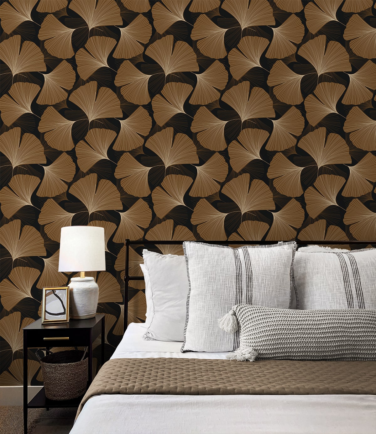Tossed Ginkgo Leaf Premium Peel and Stick Removable Wallpaper