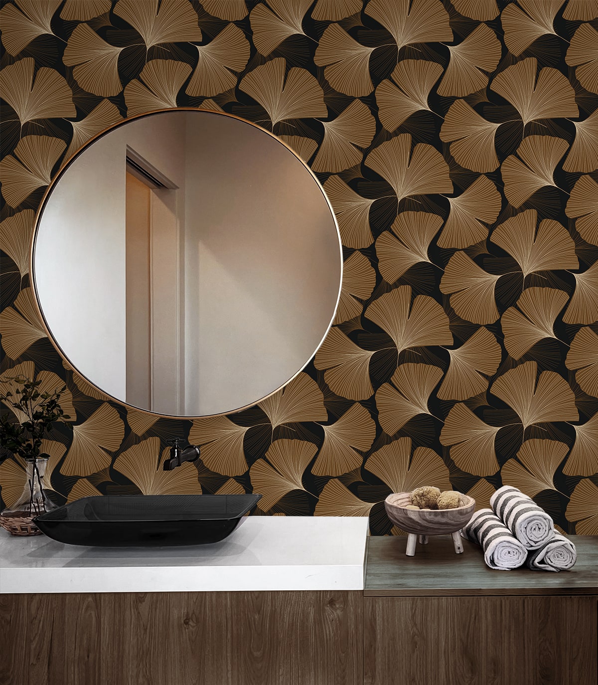 Tossed Ginkgo Leaf Premium Peel and Stick Removable Wallpaper