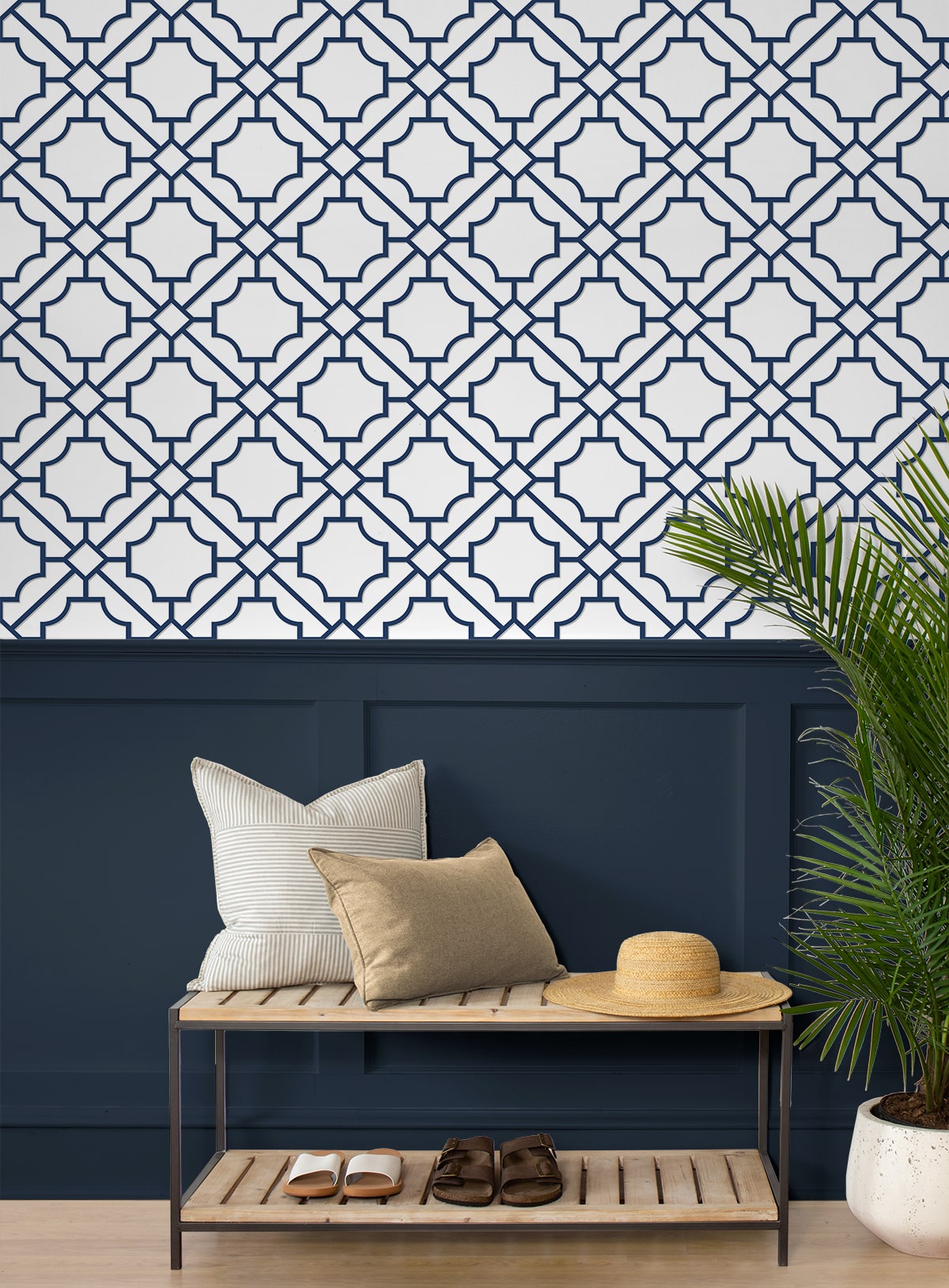 Lattice Geo Premium Screen Printed Peel and Stick Removable Wallpaper