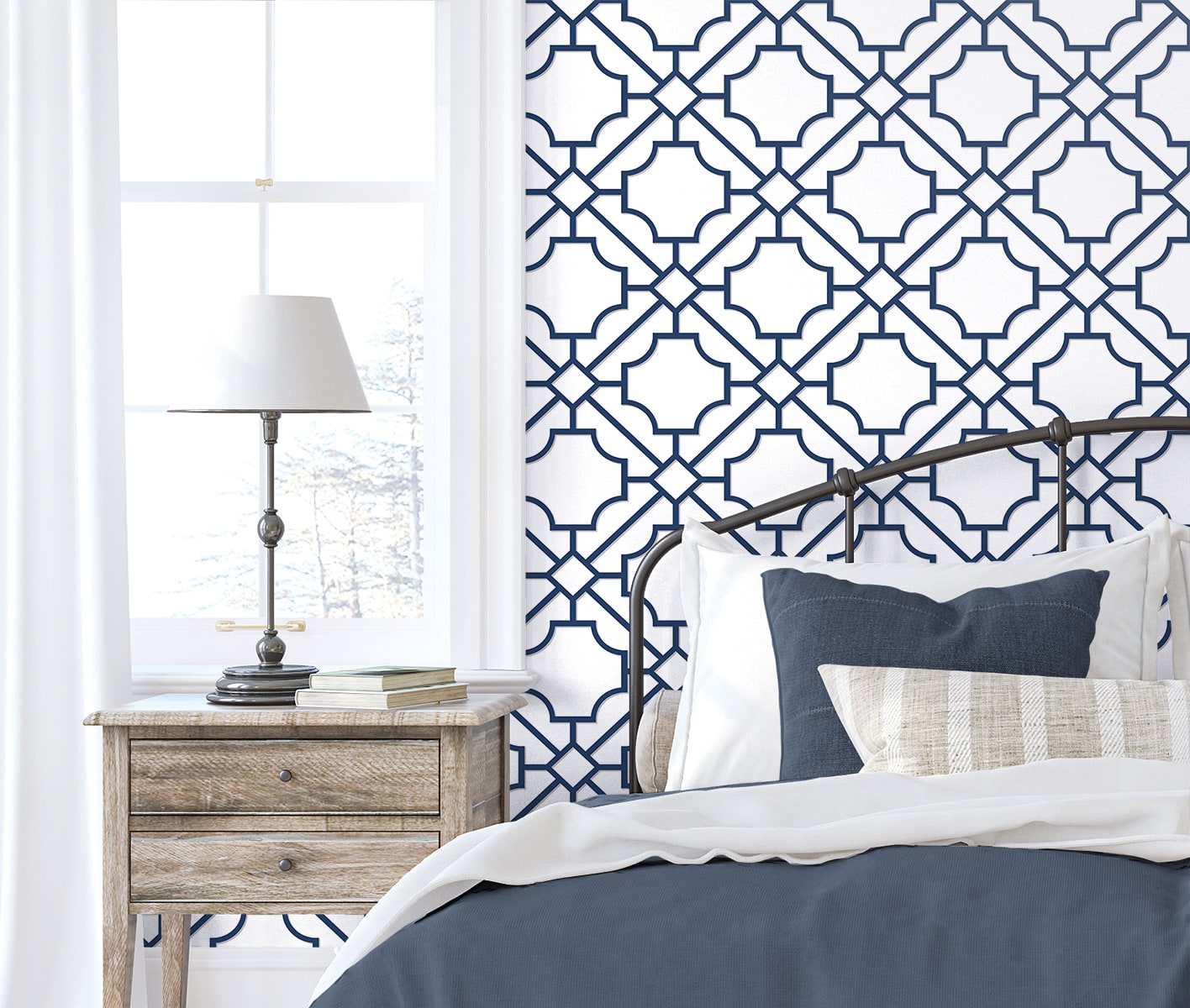 Lattice Geo Premium Screen Printed Peel and Stick Removable Wallpaper
