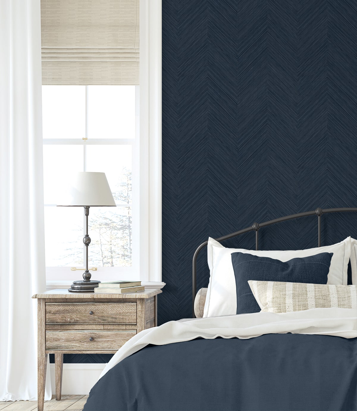 Chevron Stripe Peel and Stick Removable Wallpaper