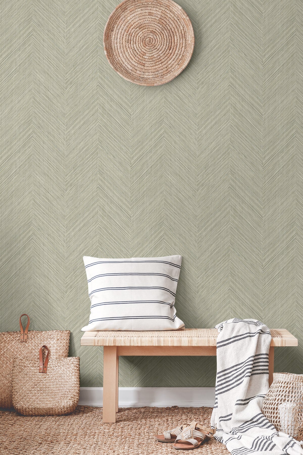Chevron Stripe Peel and Stick Removable Wallpaper