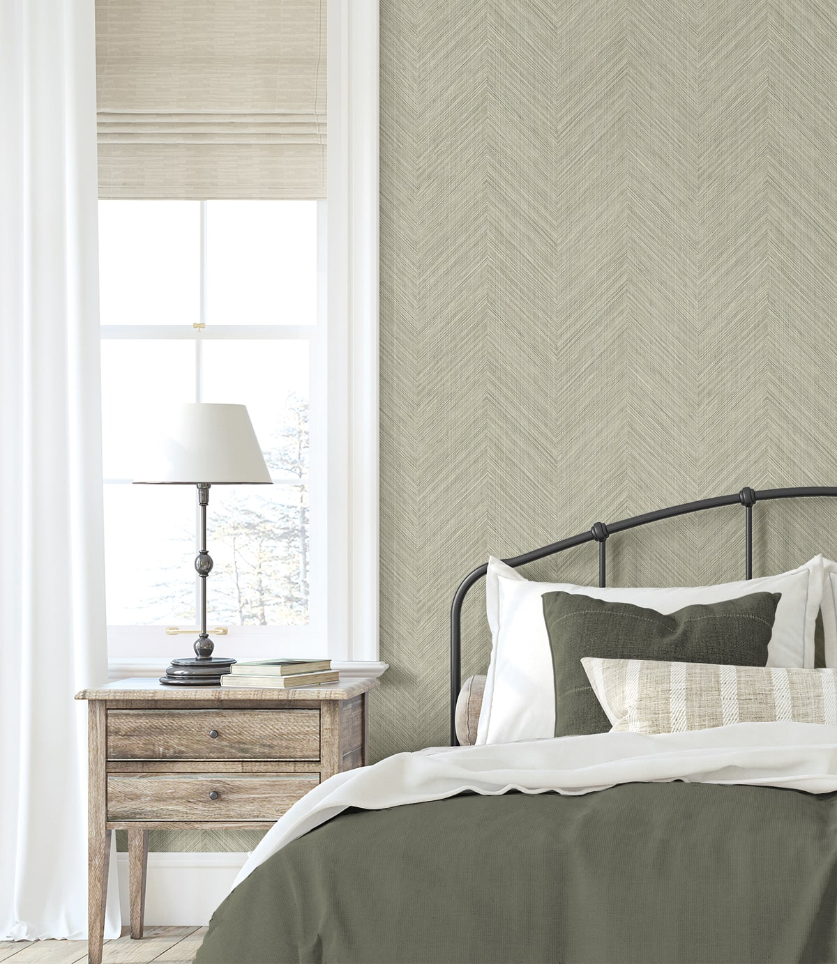 Chevron Stripe Peel and Stick Removable Wallpaper